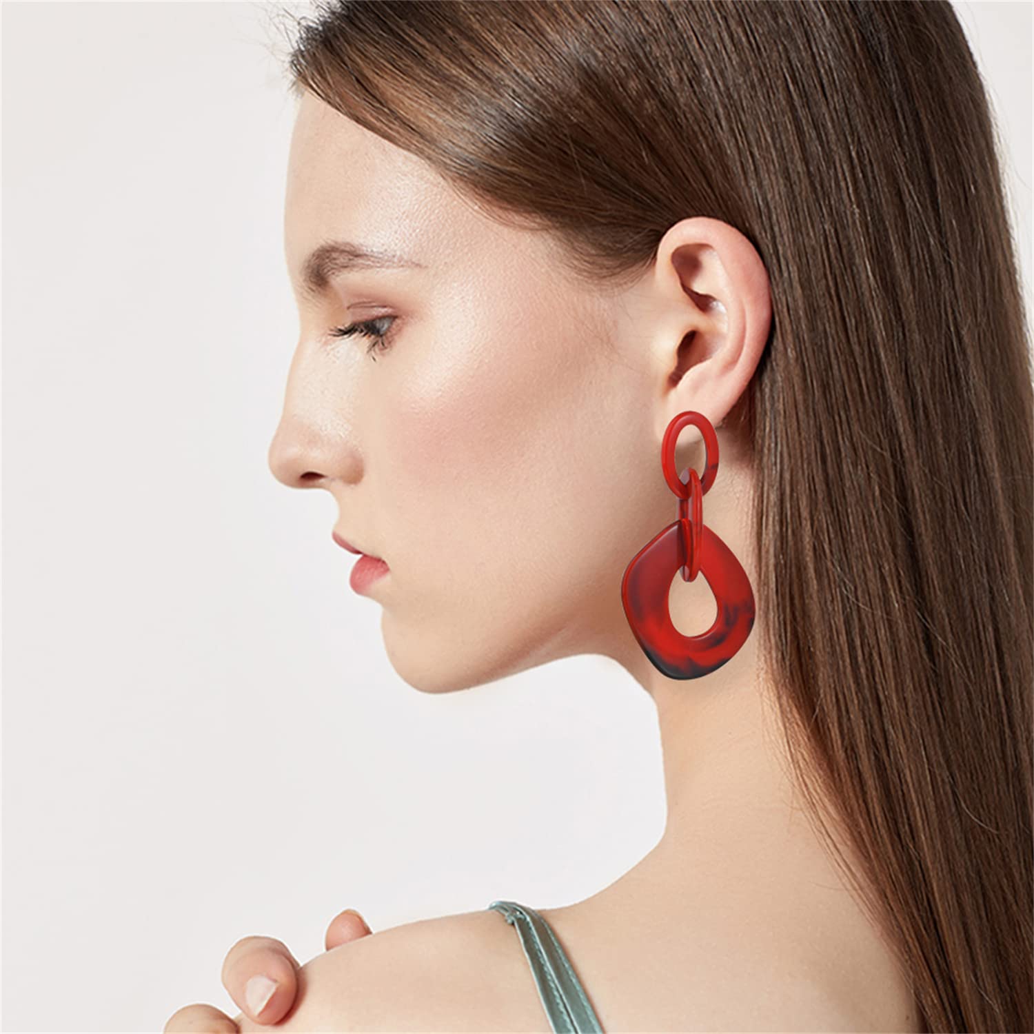 Bohemian Vintage Acrylic Geometric Drop Earrings for Women - Hollow Round Chain Dangle Statement Jewelry | Perfect for Summer, Holiday Gifts, Parties & Casual Wear