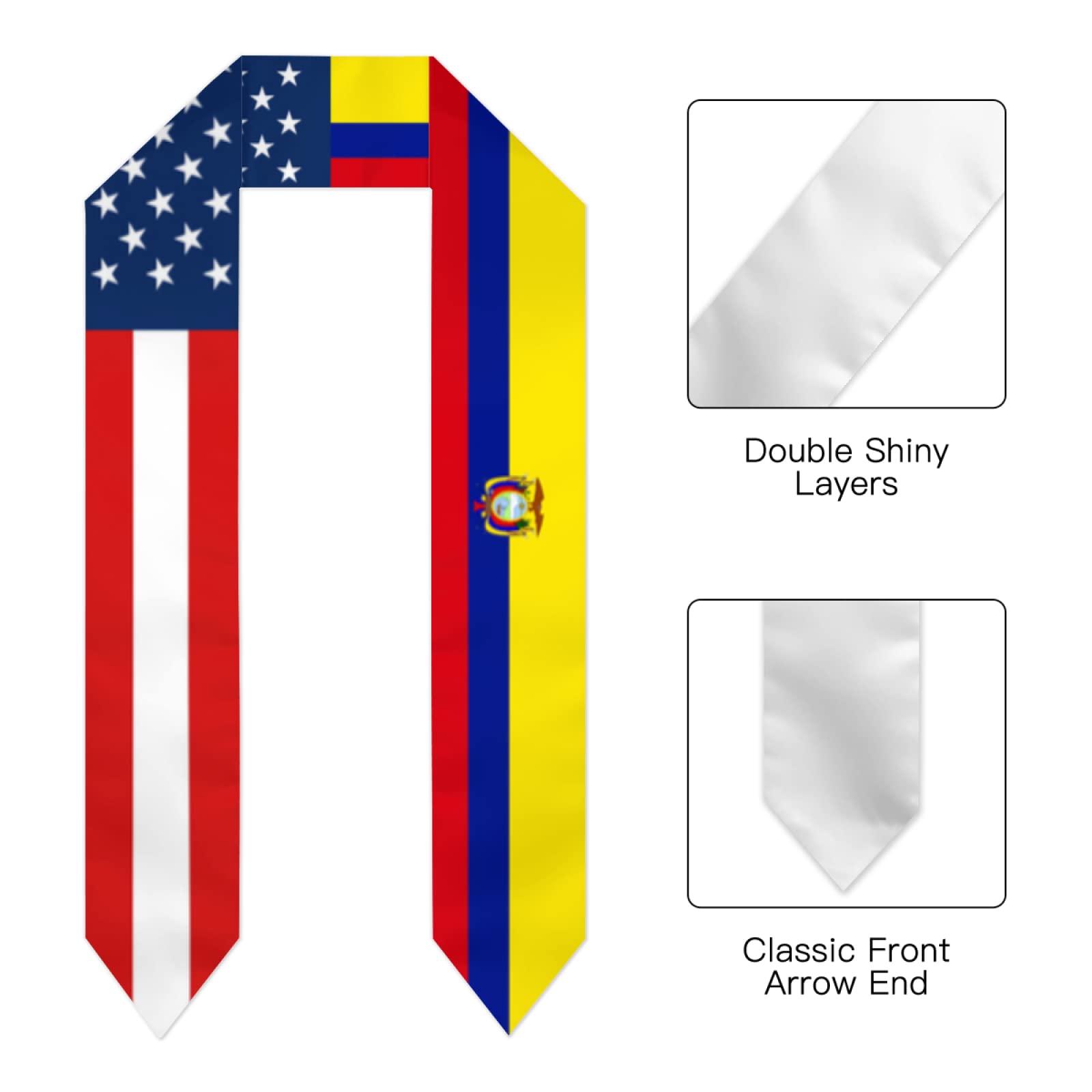 Graduation Stoles for Study Abroad International Students - 72 Inch Long Sash & Shawl - Perfect for Graduation Ceremonies, Academic Events & Cultural Celebrations