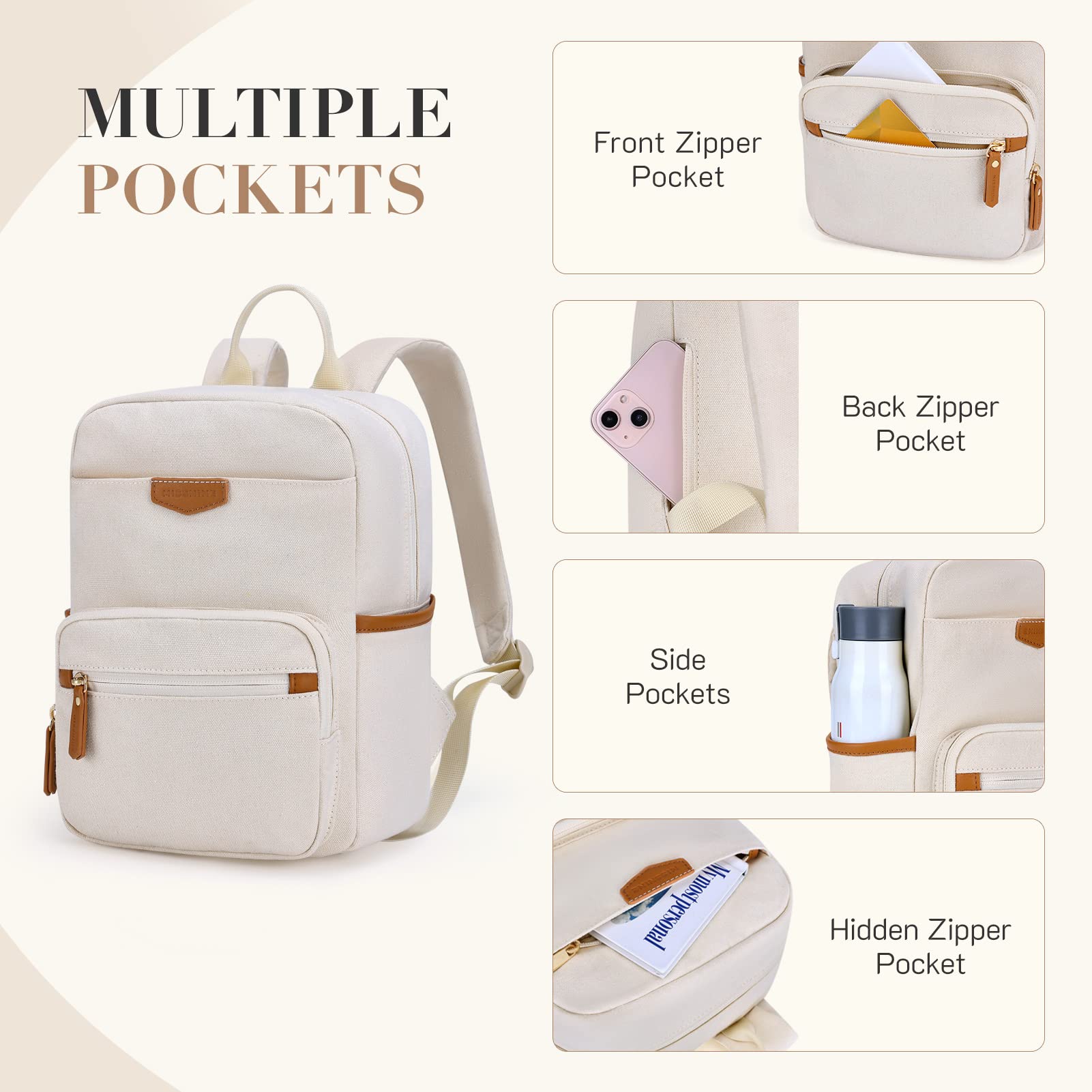 Missnine Mini Backpack for Women - Cute Canvas Daypack for Dating & Daily Use
