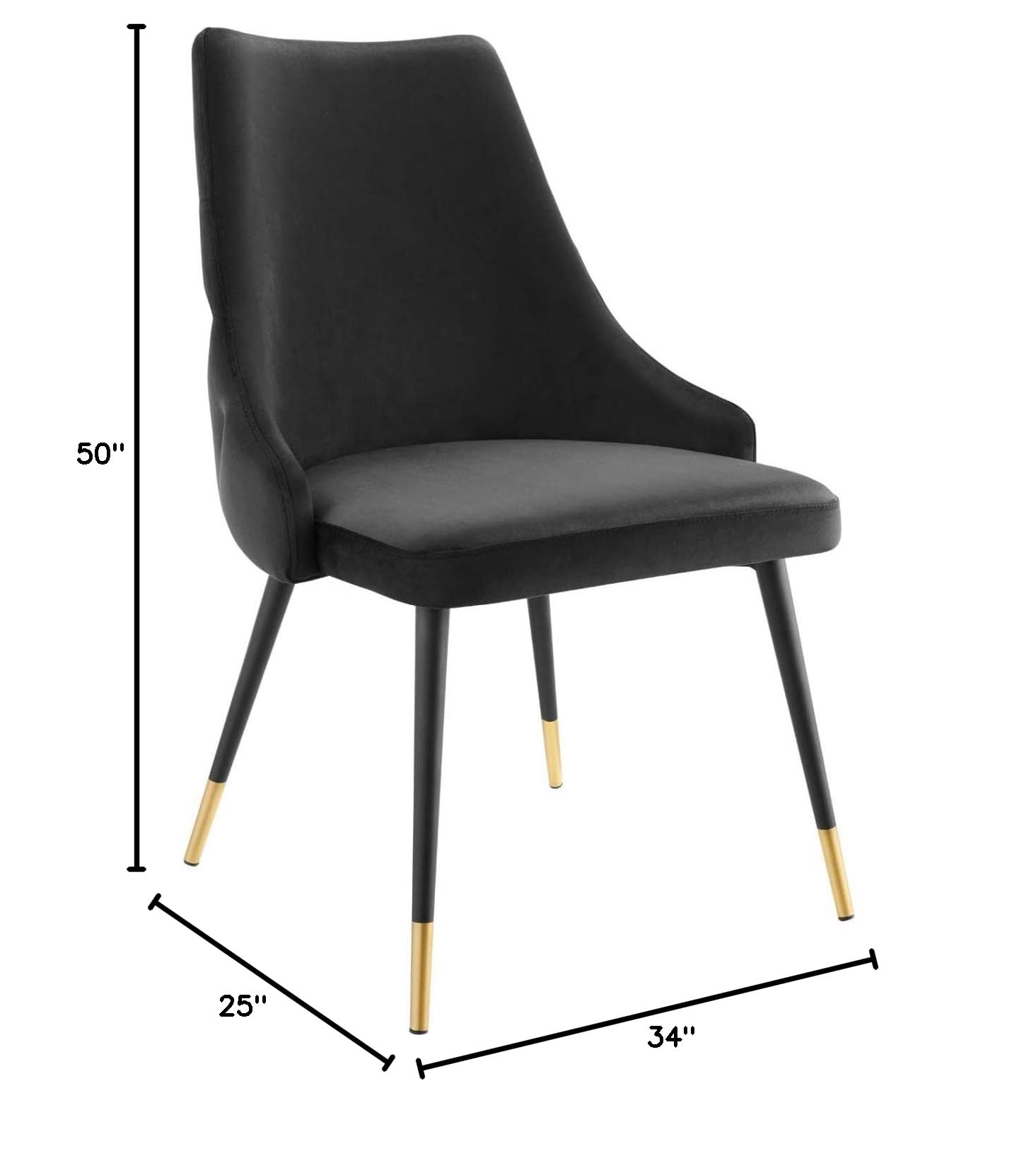 Modway Adorn Tufted Performance Velvet Dining Chairs - Set of 2 Black Accent Side Chairs for Living Room, Bedroom or Office - Comfortable Modern Velvet Upholstered Seating