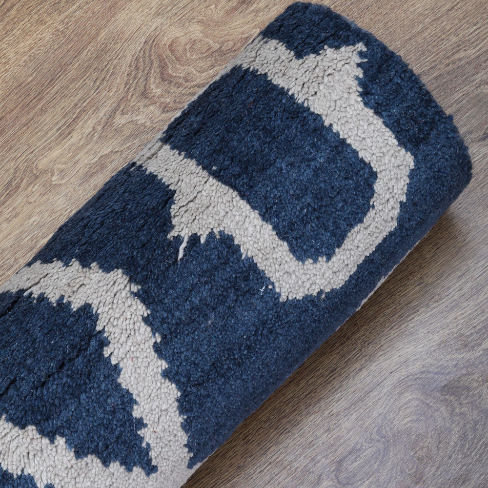 Hand Knotted Hexagonal Wool Rug - Boho Chic Home Decor for Living Room, Bedroom, or Nursery