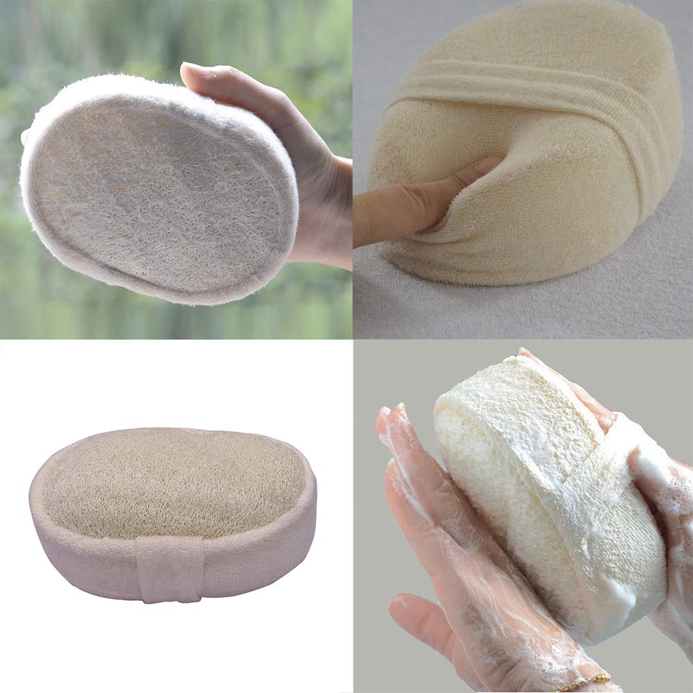 RECKODOR Natural Loofah Sponge Bath Set for Women & Men - Exfoliating Body Scrubber, Back Scrubber, Luffa Sponge & Exfoliating Pads - 7 in 1 SPA Gift Pack for Shower, Bath & Skin Care Routine