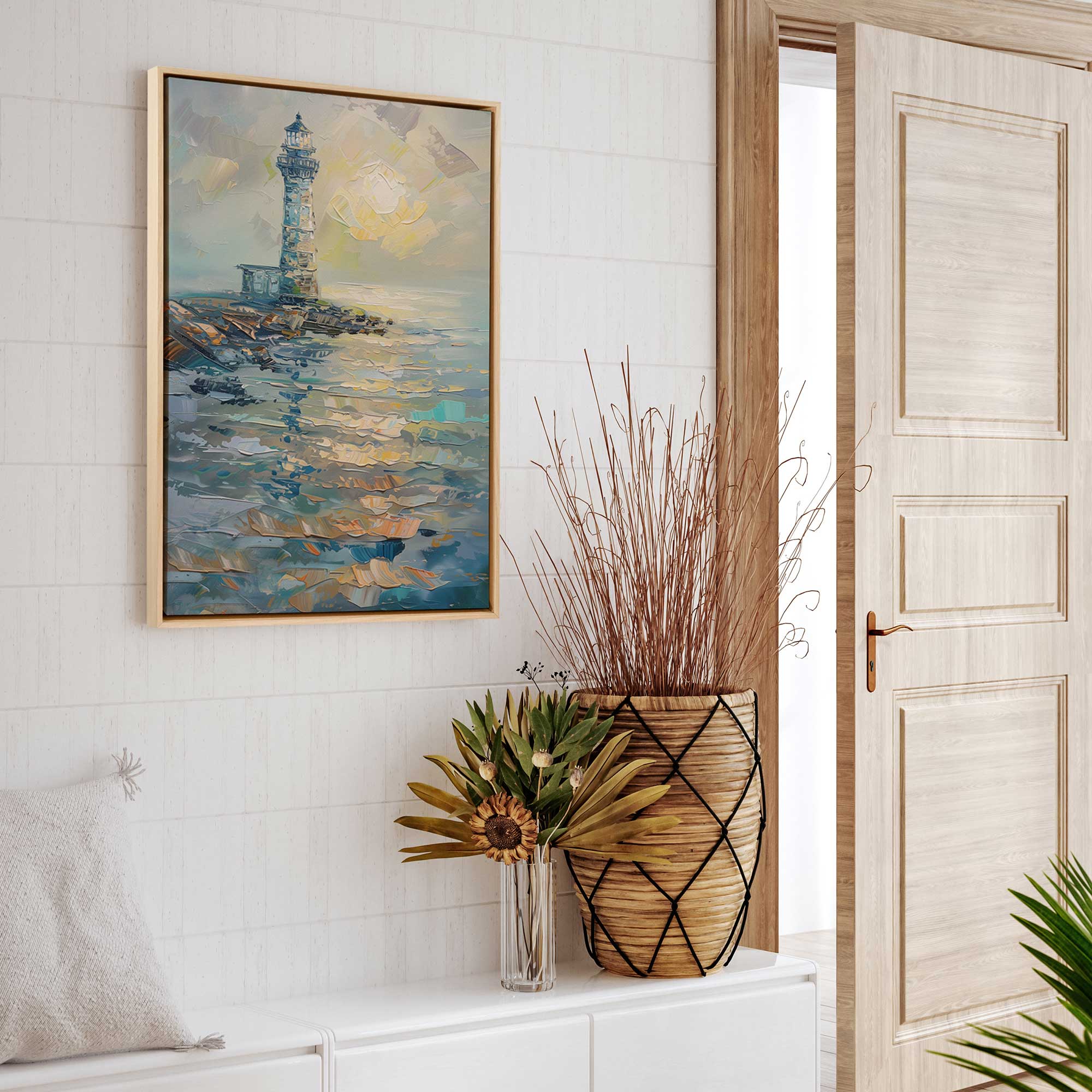Harbor Glow v2 Canvas Wall Art Print - Coastal Home Decor for Living Room, Bedroom & Office