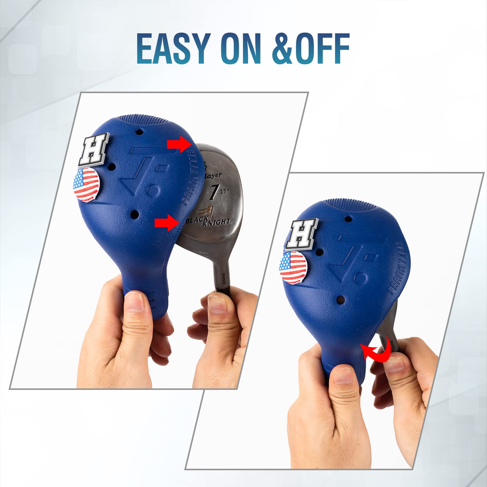 Premium EVA Plastic Golf Club Head Covers Set - Driver, Fairway Woods & Hybrid Protectors with Secure Pins | Universal Fit for Right-Handed Golfers | Easy On/Off & Machine Washable | Perfect for Course Play, Travel & Club Protection