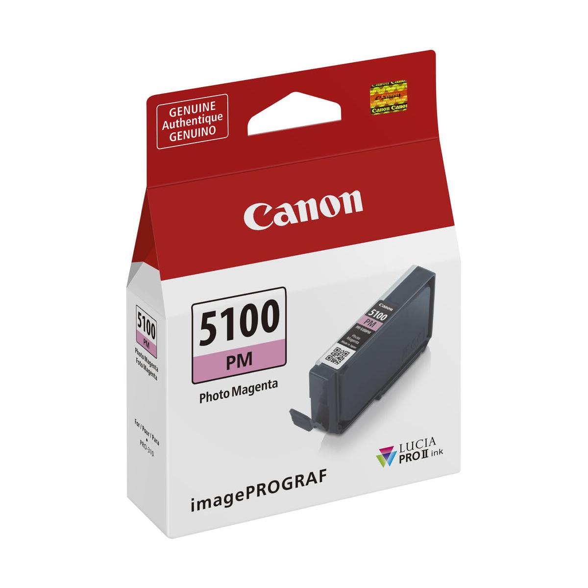 Canon PFI 5100 LUCIA PRO II Photo Magenta Ink Cartridge for PRO-310 Printer - High-Quality Professional Photo Printing for Studios & Fine Art Photography