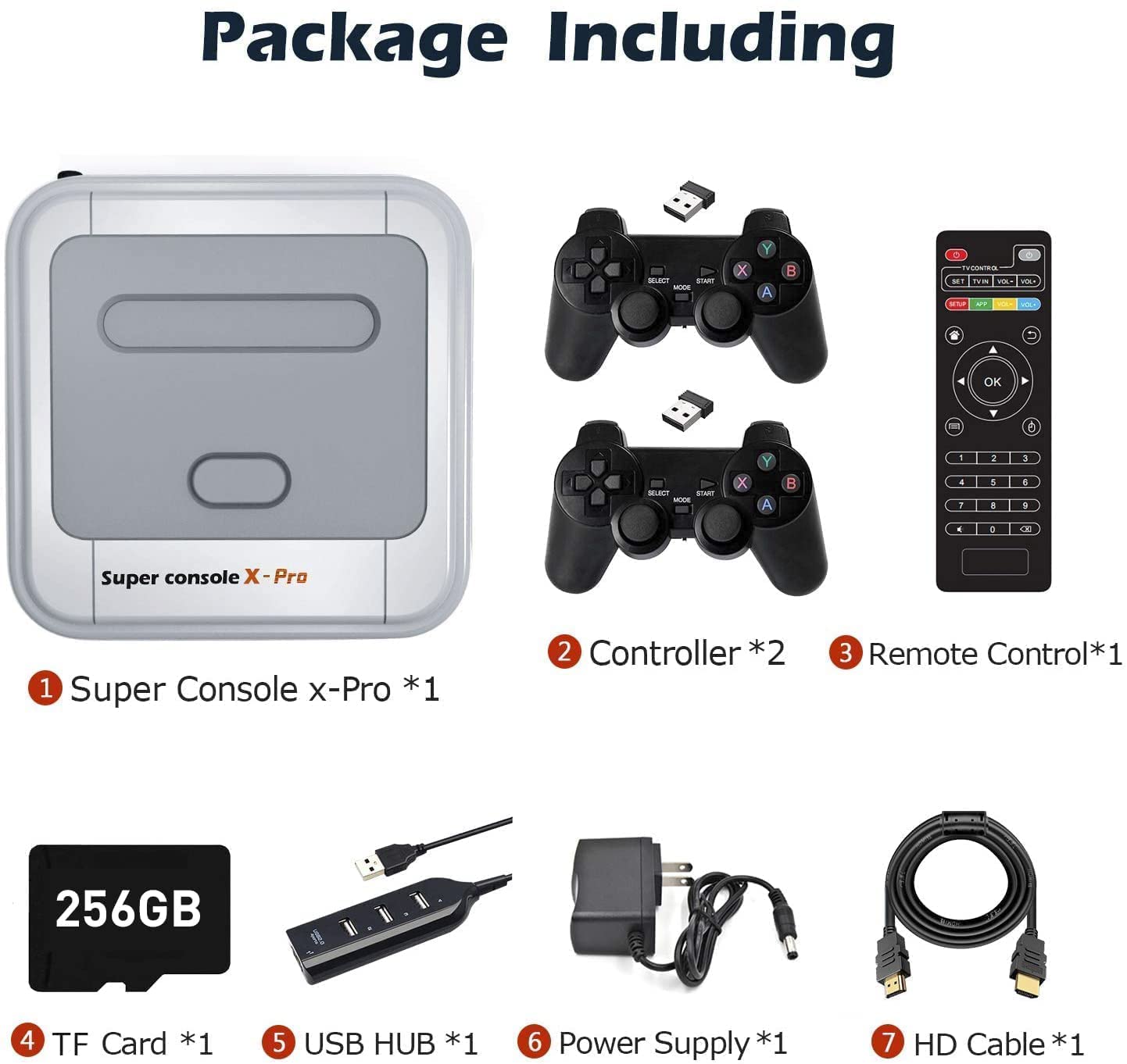 Kinhank Retro Game Console 256GB - Super Console X PRO with 65,000+ Preloaded Games | 4K TV HD/AV Output Video Game System | Dual System Support - Perfect for Family Game Nights & Retro Gaming Enthusiasts