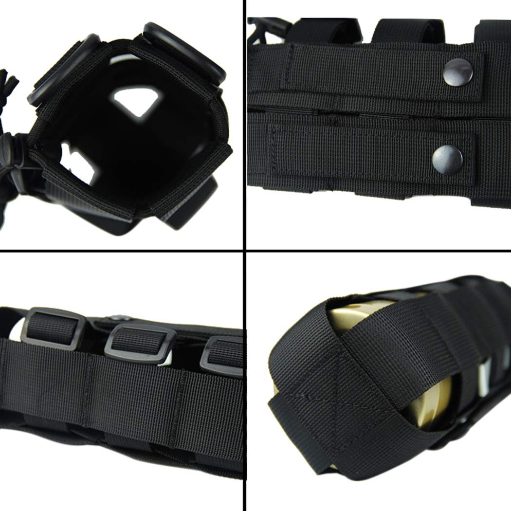 2 Pack MOLLE Tactical Water Bottle Pouch - Adjustable Straps for Outdoor Sports, Hiking & Camping - Compatible with MOLLE Systems (Black) - Perfect for Military Gear & Survival Equipment