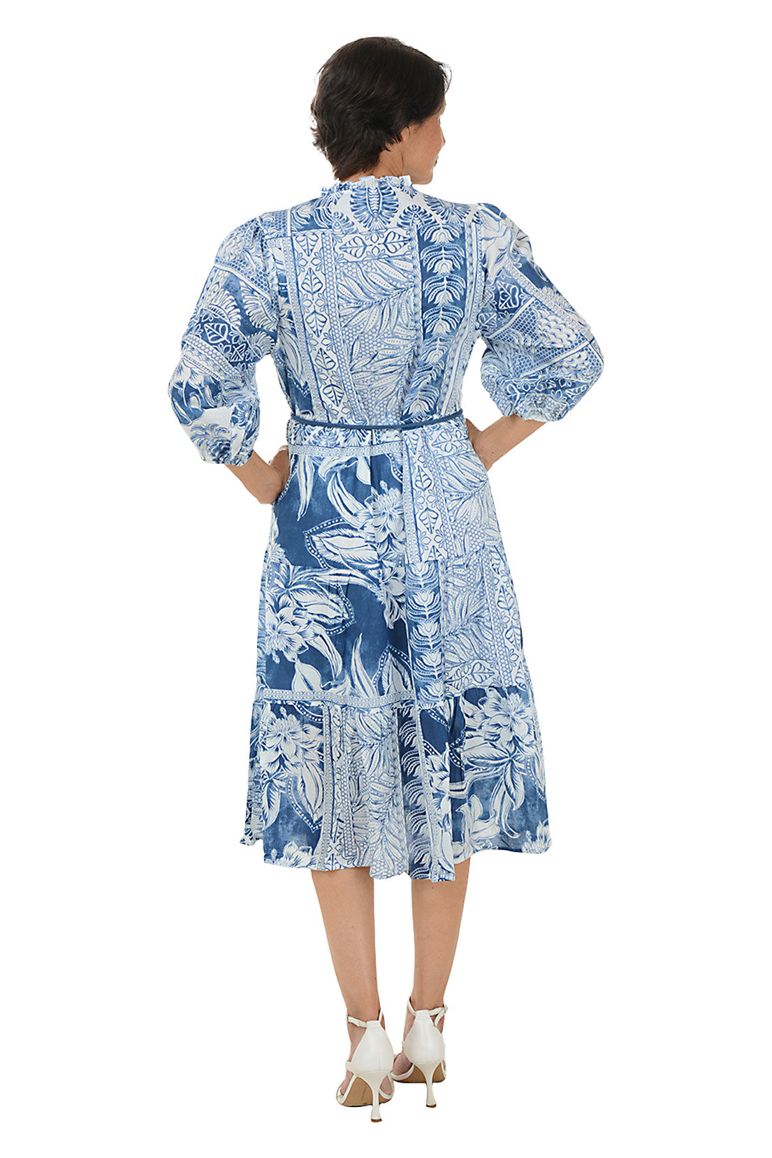 Chambray Palms Belted Dress for Women - Casual Summer Wrap Dress with Belt - Perfect for Beach, Vacation, and Everyday Wear