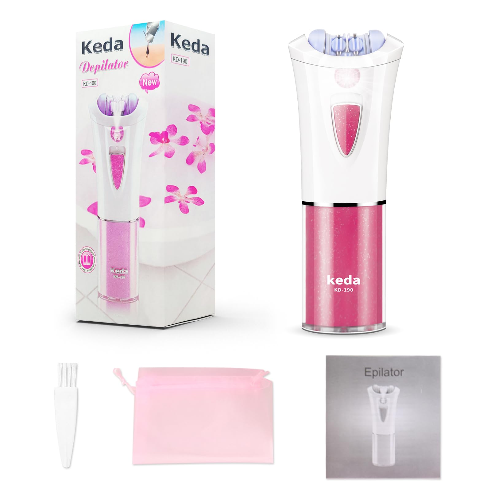 Glabrouse Cordless Electric Epilator for Women - Painless Hair Removal for Face, Arms, Legs, Bikini & Underarm Areas | Rechargeable Lady Shaver & Facial Hair Remover | Perfect for Travel, Gym & Home Use