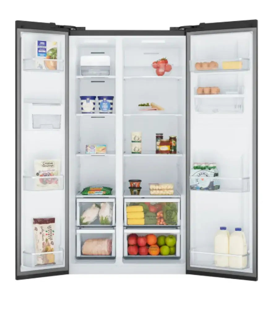 Westinghouse WSE6640BA 619L Side by Side Refrigerator - Black Stainless Steel, Energy Efficient, Large Capacity for Family Kitchen & Home Use