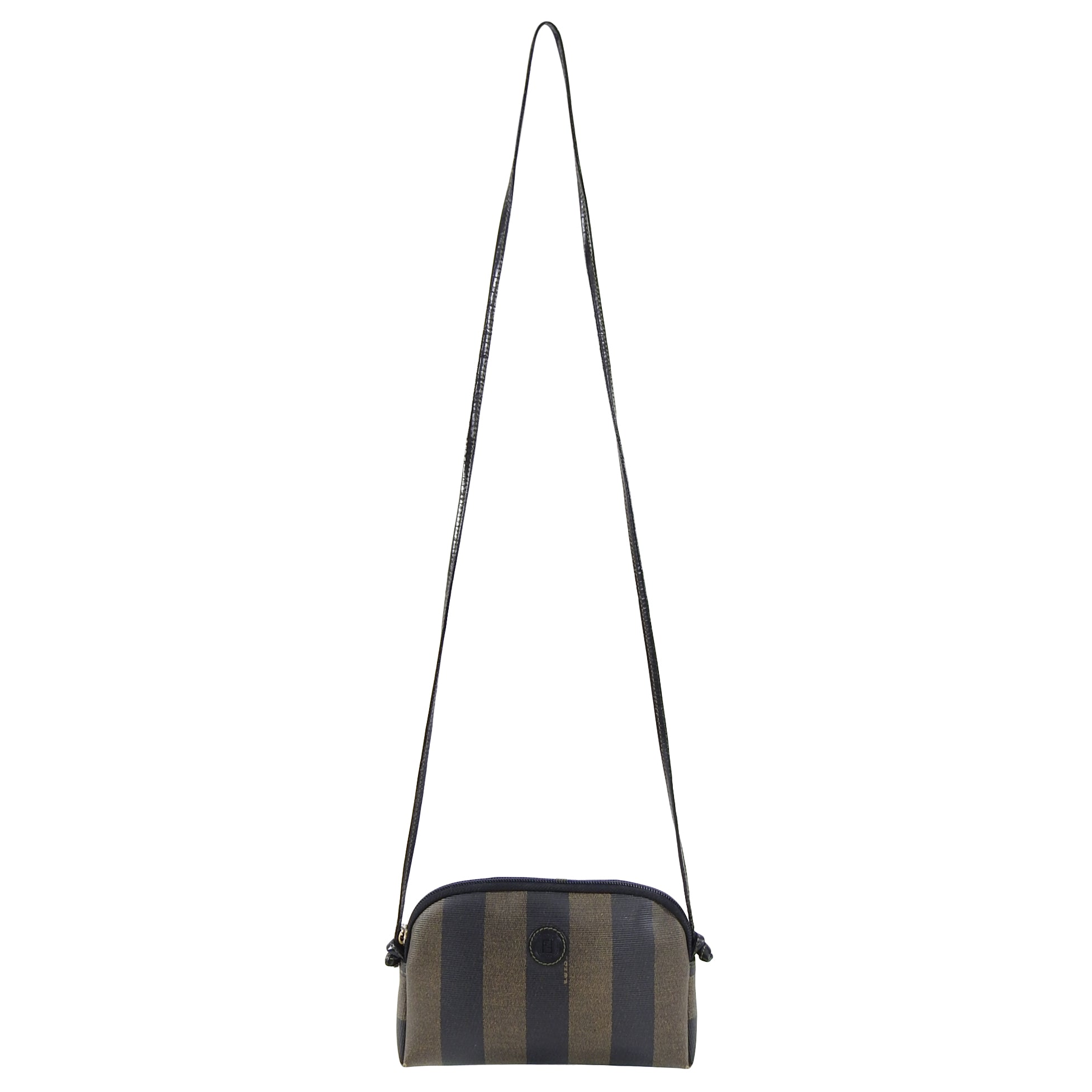 Fendi Vintage 1990s Pequin Stripe Small Crossbody Bag - Coated Canvas Shoulder Bag for Women | Perfect for Date Night, Travel & Everyday Use