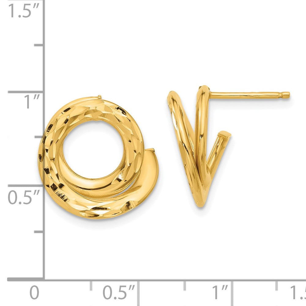 Gold Polished and Diamond Cut Intertwined Circle Post Earrings TF2326 - Elegant Jewelry for Women, Perfect for Weddings, Parties & Daily Wear