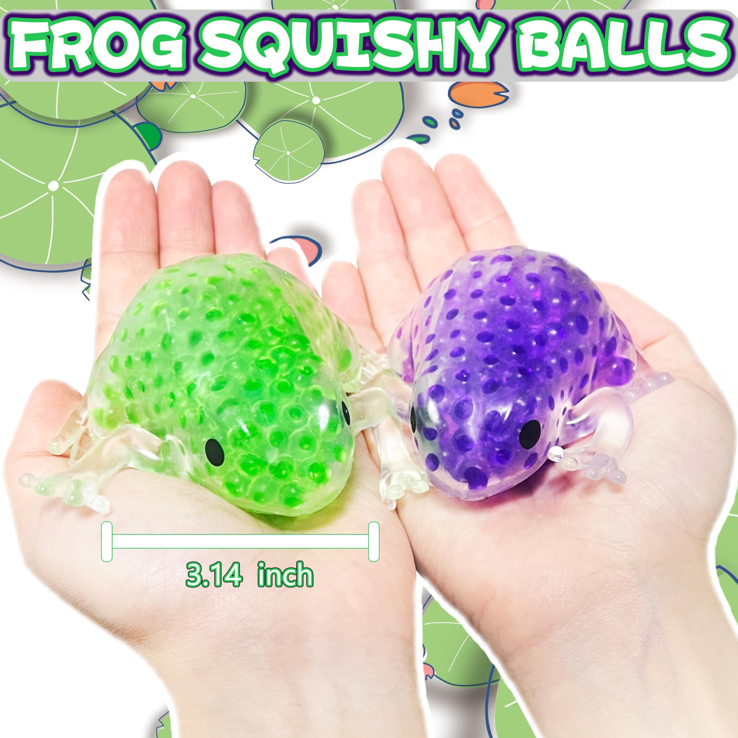 Stretchy Frog Stress Balls (Set of 2) - Squishy Animal Stress Relief Toys for Adults & Kids | Soft Party Favors, Home Decor & Vase Filler | Perfect for Office Stress Relief, Classroom Rewards & Sensory Play