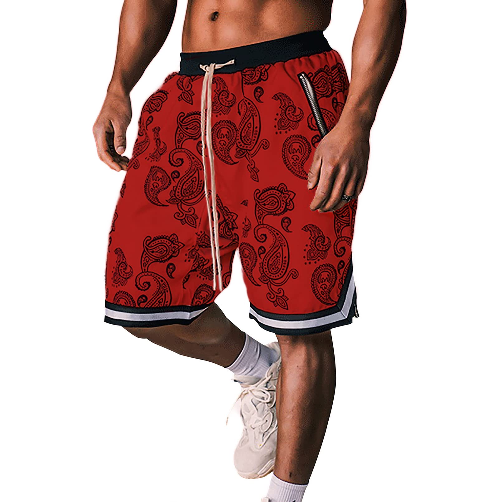 BOOMLEMON Men's Paisley Print Athletic Shorts - Breathable Workout Basketball Running Shorts for Men - Gym, Casual Wear & Summer Outdoor Activities