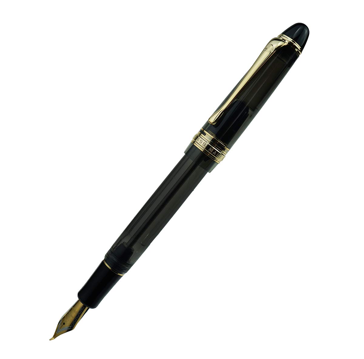 Lanxivi Yongsheng 699 Fountain Pen with Bent Nib (Fude Style) - Fine to Broad Line Variation, Vacuum Filling System, Transparent Gray Acrylic Body - Perfect for Calligraphy, Sketching & Journaling
