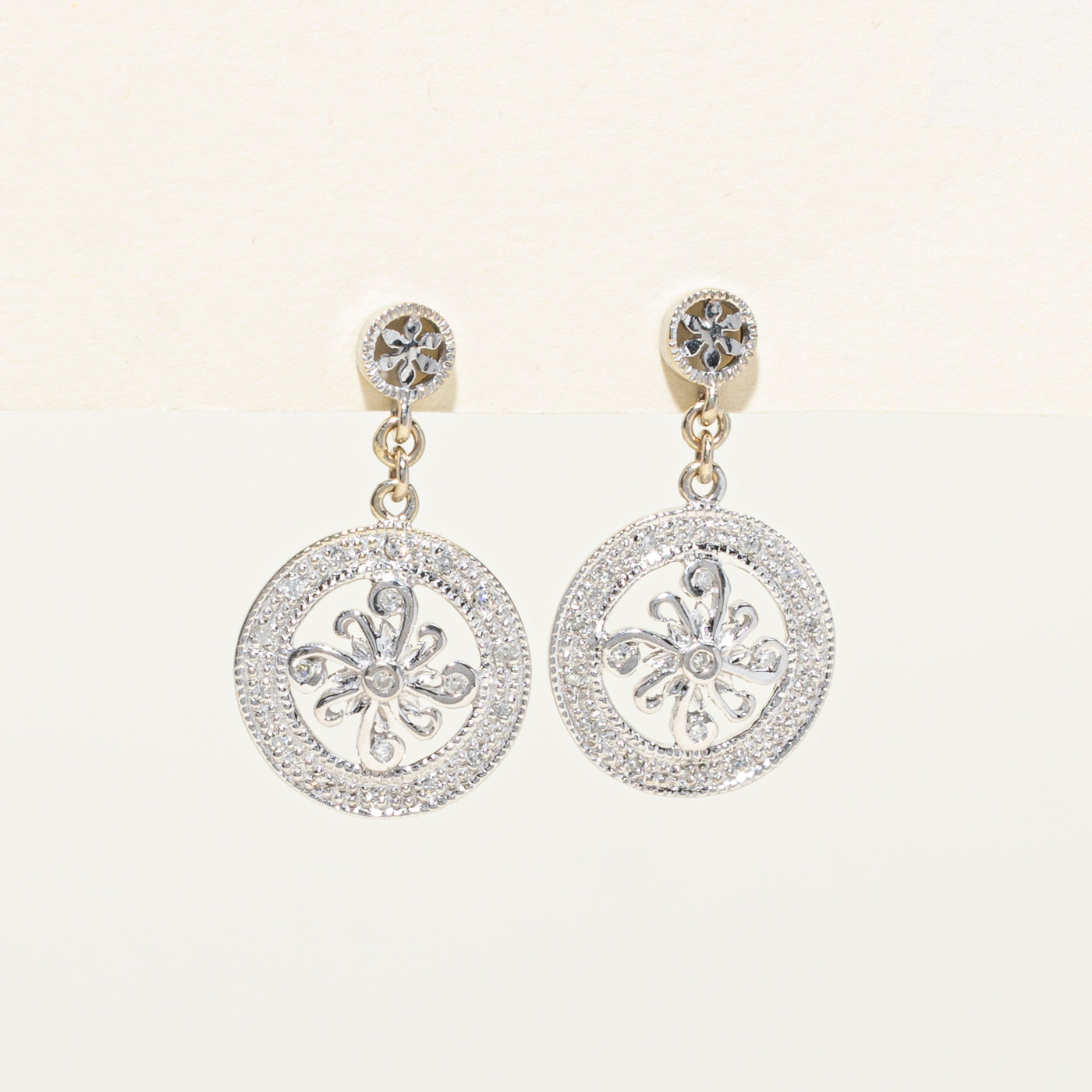 14K Gold Diamond Cluster Dangle Earrings - 0.21ctw Sparkling Stud Earrings for Women, Perfect for Weddings, Parties & Special Occasions