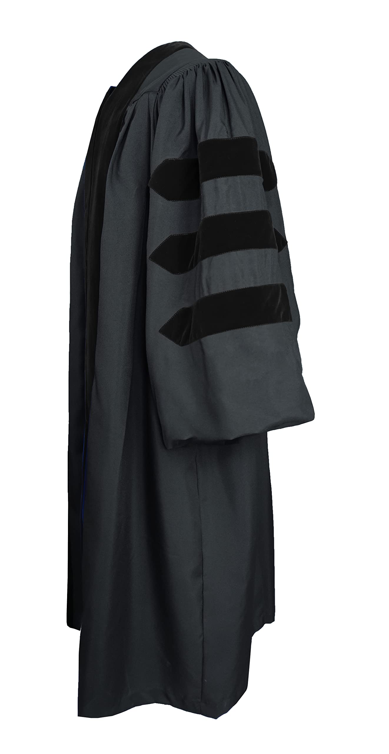 GraPlaza Unisex Deluxe Doctoral Graduation Gown with Velvet Trim - Perfect for PhD Ceremonies, Academic Events & Formal Occasions