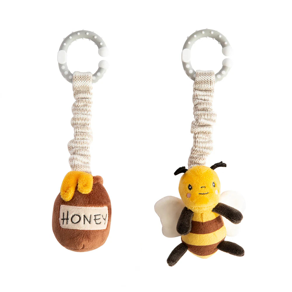 Baby Stroller Toy Set - Cute Bee & Honey Pot Design for Infant Car Seat & Stroller - Perfect for Newborns & Toddlers - Fun & Interactive Travel Toys for Outdoor Walks & Shopping Trips