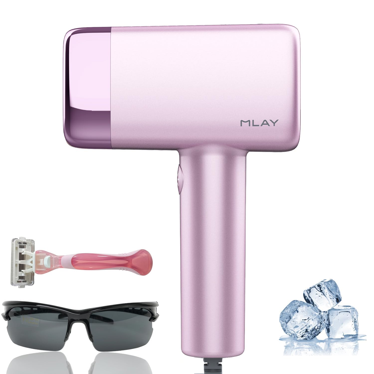 MLAY IPL Hair Removal Device - 0.5s/Flash, 17J High Energy with Ice-Cooling System, 5 Adjustable Levels for Full Body Use (Purple) | Painless At-Home Hair Removal for Legs, Arms, Bikini Line & Face