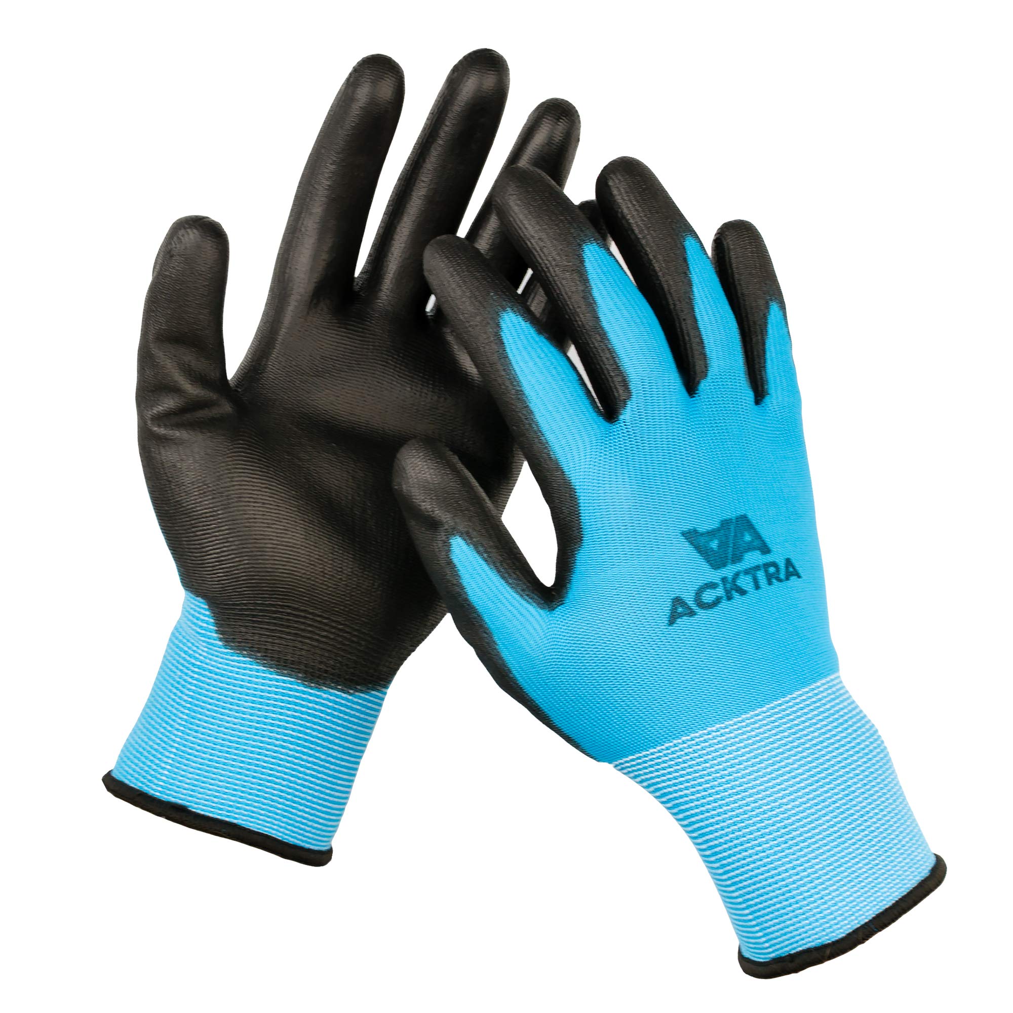 120 Pairs PU Coated Safety Work Gloves - Thin & Lightweight Polyester with Black Coating - EN388 3121X Certified - Multipurpose Unisex Gloves for Construction, Gardening, Warehouse & DIY Projects (Bulk Pack, X-Small)