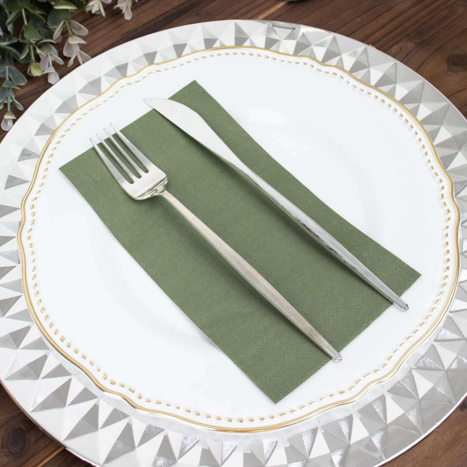 Efavormart 50 Pack 2-Ply Soft Olive Green Paper Napkins for Dinner Parties, Weddings, Cocktail Receptions - Premium Disposable Beverage Napkins for Elegant Events & Home Entertaining