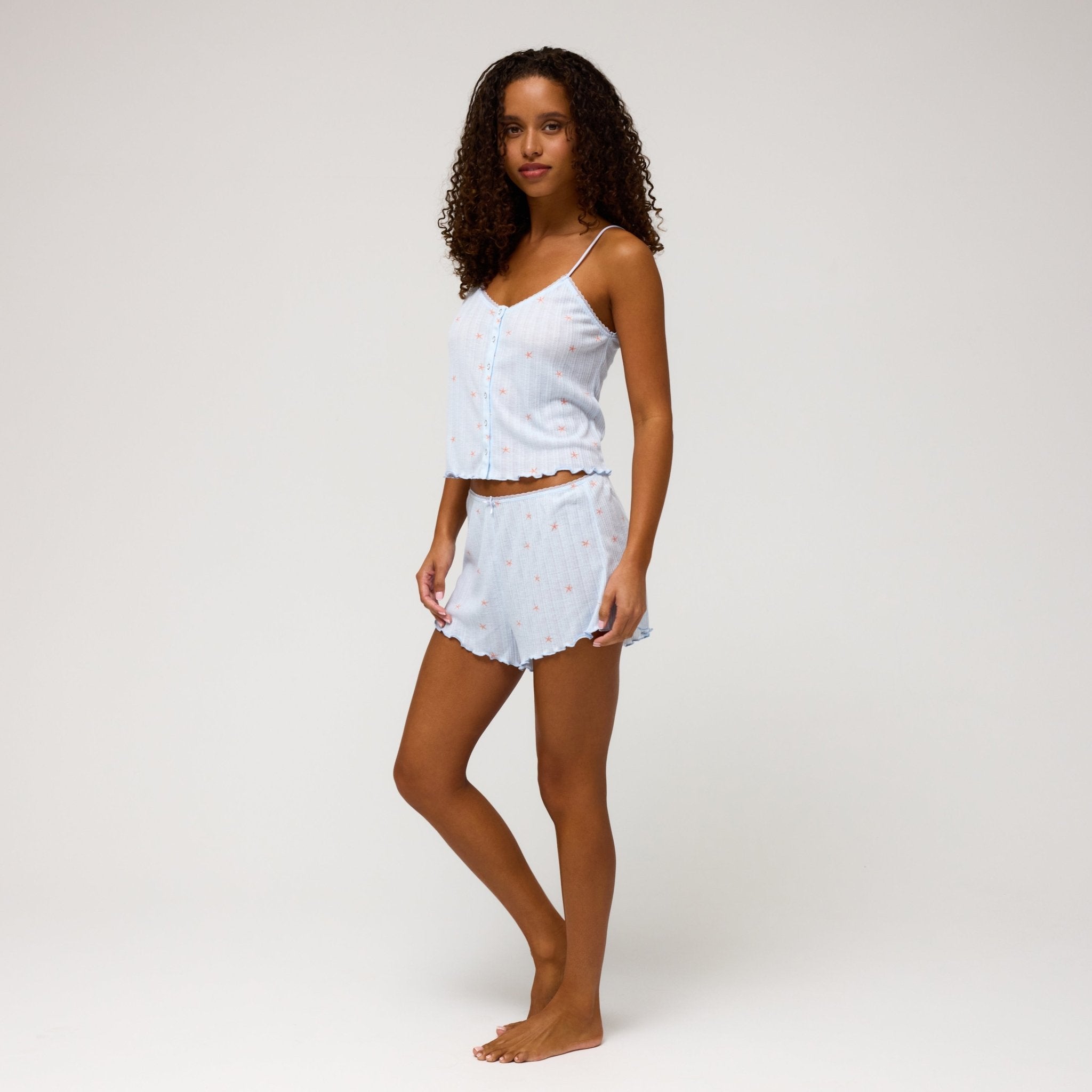 Somewhere Sunny Cami Shortie Set in Surf Starfish - Women's Summer Beach Outfit for Vacation, Pool Party & Casual Wear