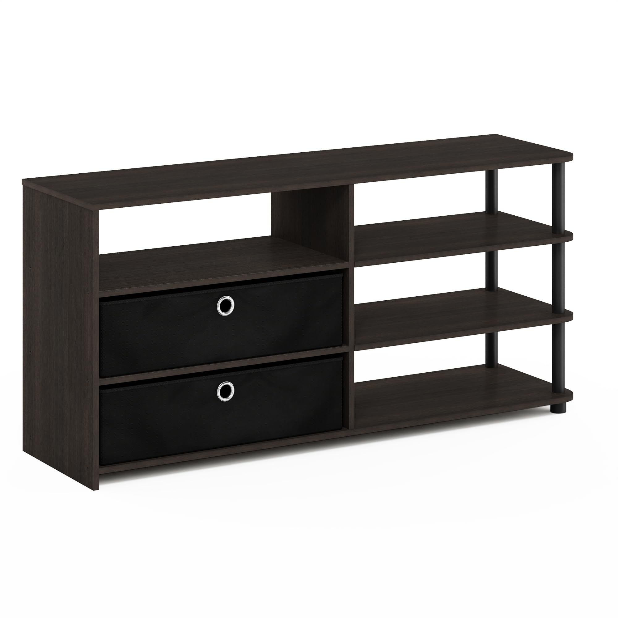 Furinno JAYA 55-Inch TV Stand with Storage Bins - Walnut Finish, Simple Modern Design for Living Room, Bedroom & Home Theater Setup
