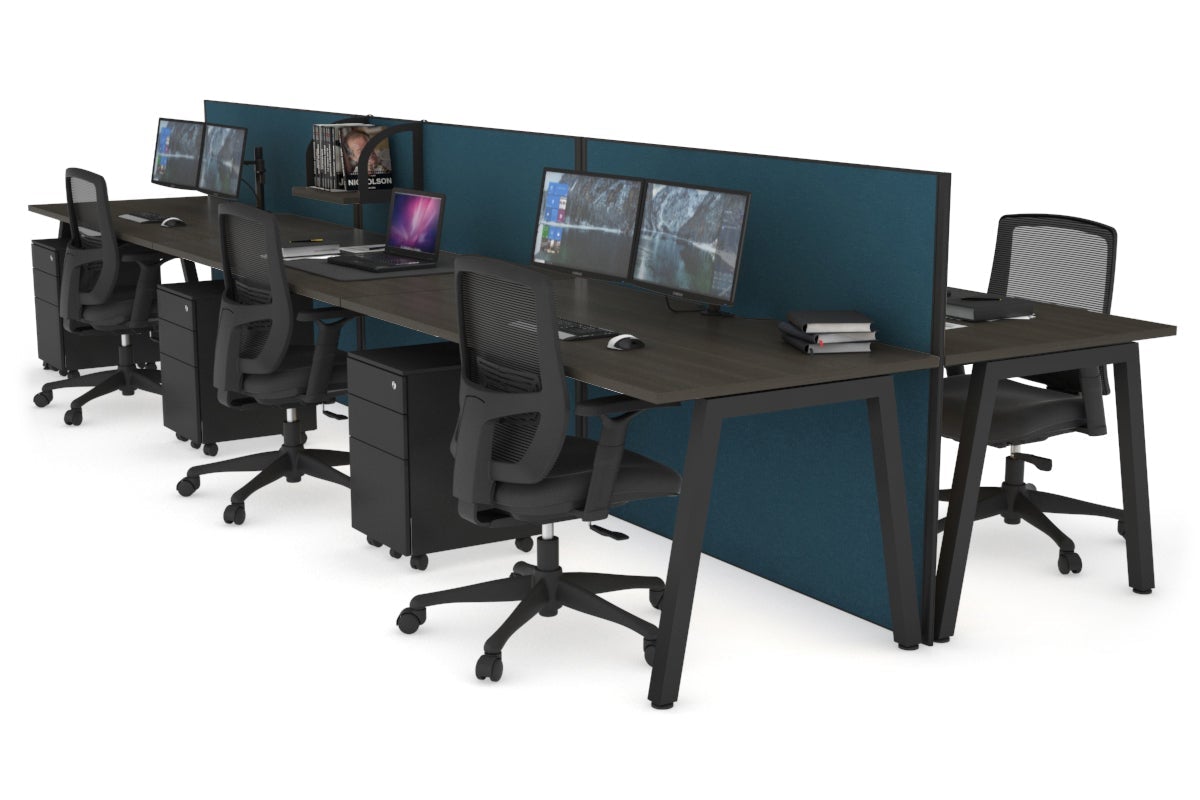 Horizon Quadro 6-Person Office Workstation Bench with A-Legs - 1800mm x 800mm Dimensions & Cable Management - Perfect for Collaborative Workspaces & Open Office Environments