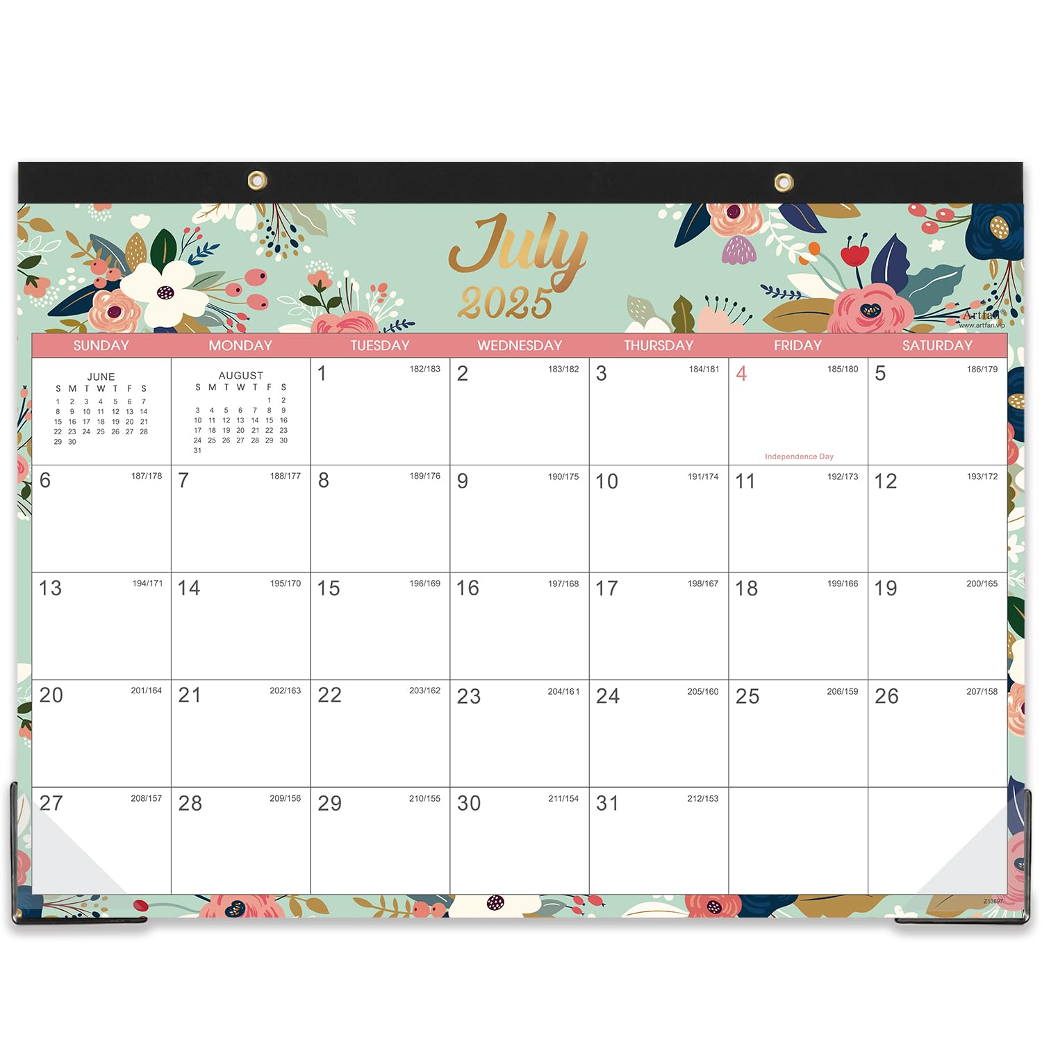 2025-2026 Floral Desk & Wall Calendar - July 2025 to December 2026 | 18-Month Large 12