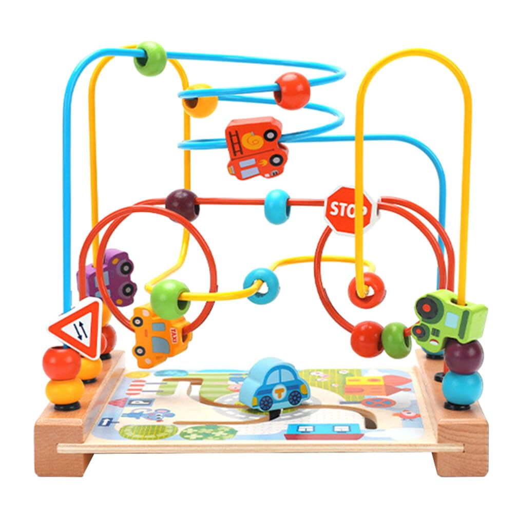 Alasum Wooden Bead Maze Roller Coaster Toy - Early Educational Toddler Car Toy for Kids, Fun Round Bead Maze Activity Toy to Develop Grasping Skills | Perfect for Preschool Learning, Daycare Centers & Travel Entertainment
