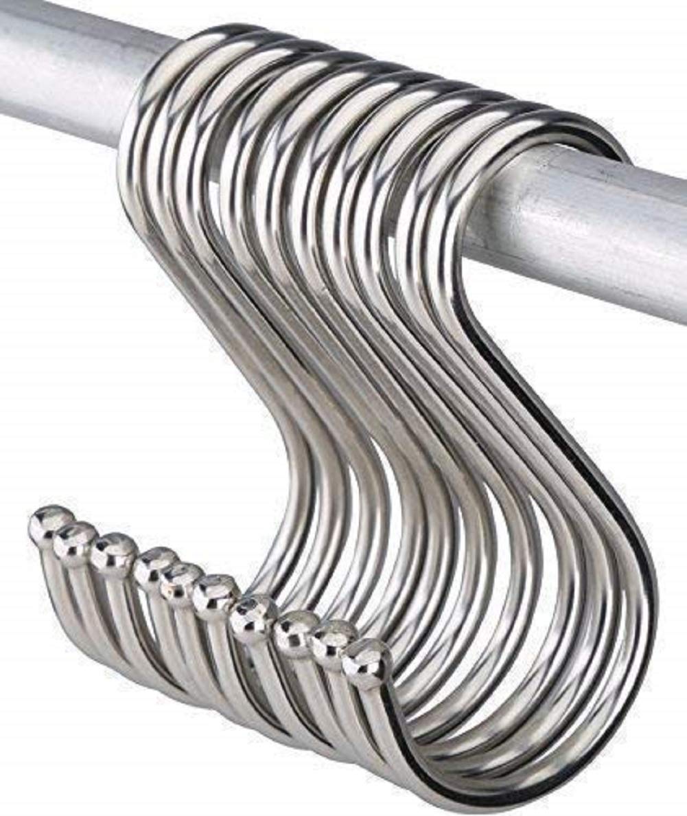 Heavy Duty S Hooks 10 Pack - Sturdy Kitchen Pot Rack Hangers, Clothing Hooks & Utensil Organizer - Perfect for Home, Garage & Outdoor Storage Organization (Ideal for Hanging Pots, Pans, Clothes & Tools)