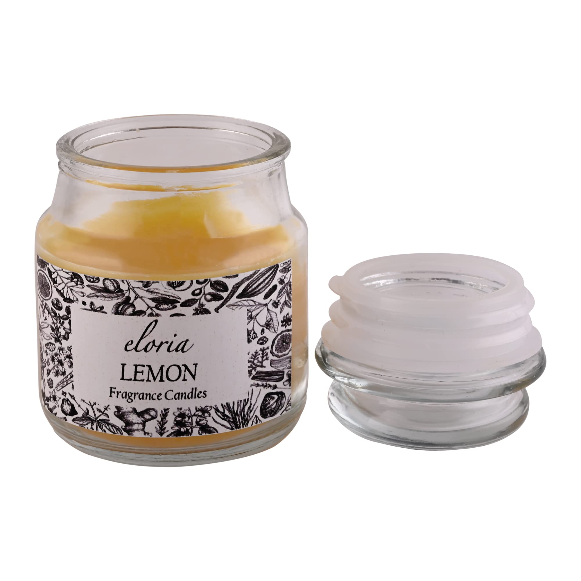 Eloria Decor Lemon Scented Jar Candles - Long Lasting Soy Wax Candles for Home, Dinner & Party Decor (1-Pack) | Perfect for Relaxation, Romantic Ambiance & Gift Giving
