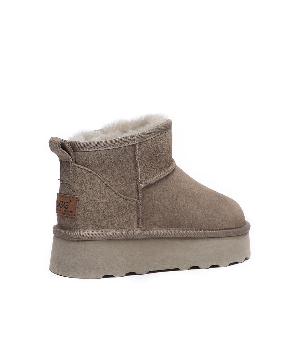Women's UGG Platform Ultra Mini Boots - Cozy Winter Shearling Lined Booties for Casual Outfits & Cold Weather Fashion