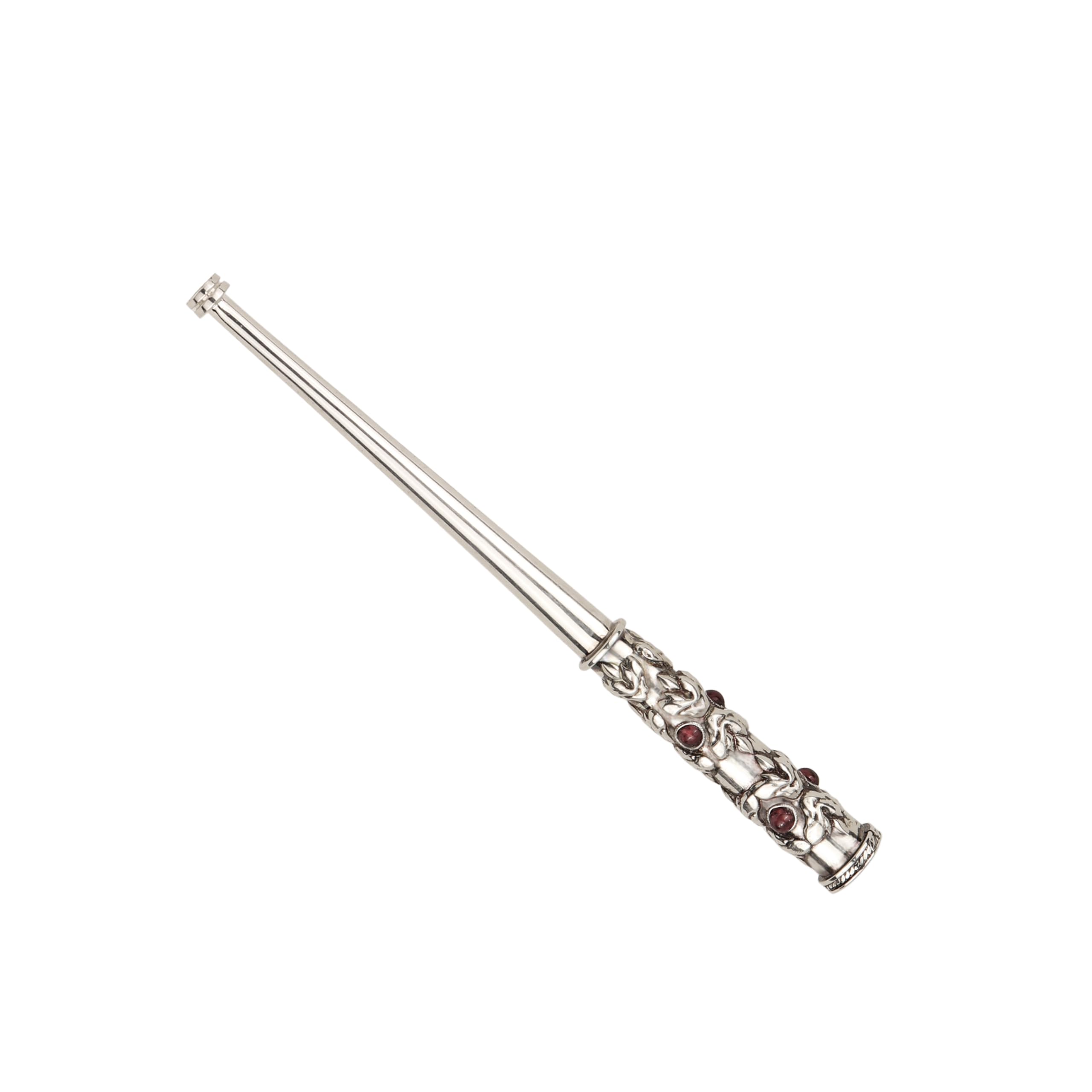 Elegant Silver Cigarette Holder with Genuine Garnet Stones - Perfect for Slim Size Cigarettes | Stylish Smoking Accessory for Parties & Special Occasions