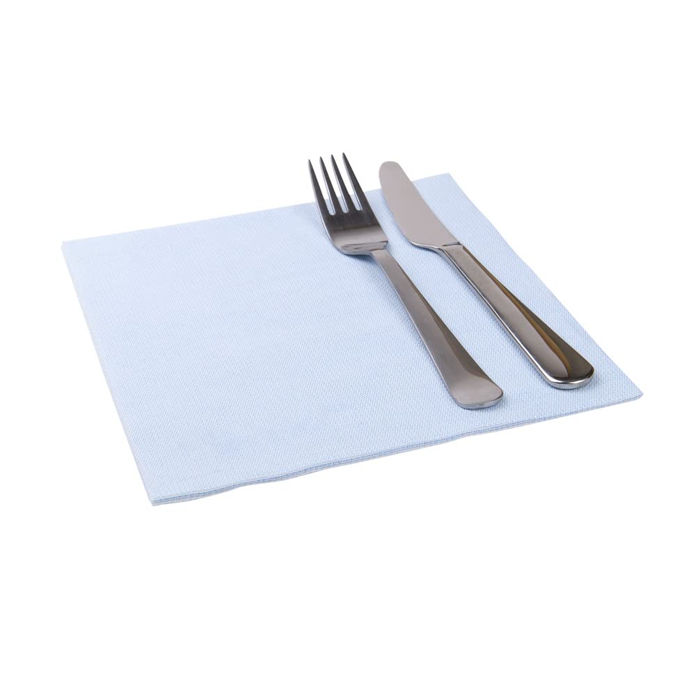 Restaurantware Luxenap 15.75 Inch Disposable Napkins - 600 Soft Linen-Like Paper Napkins | Premium Absorbent Air-Laid Celeste Denim Design | Pre-Folded for Dinner Parties, Weddings & Catering Events