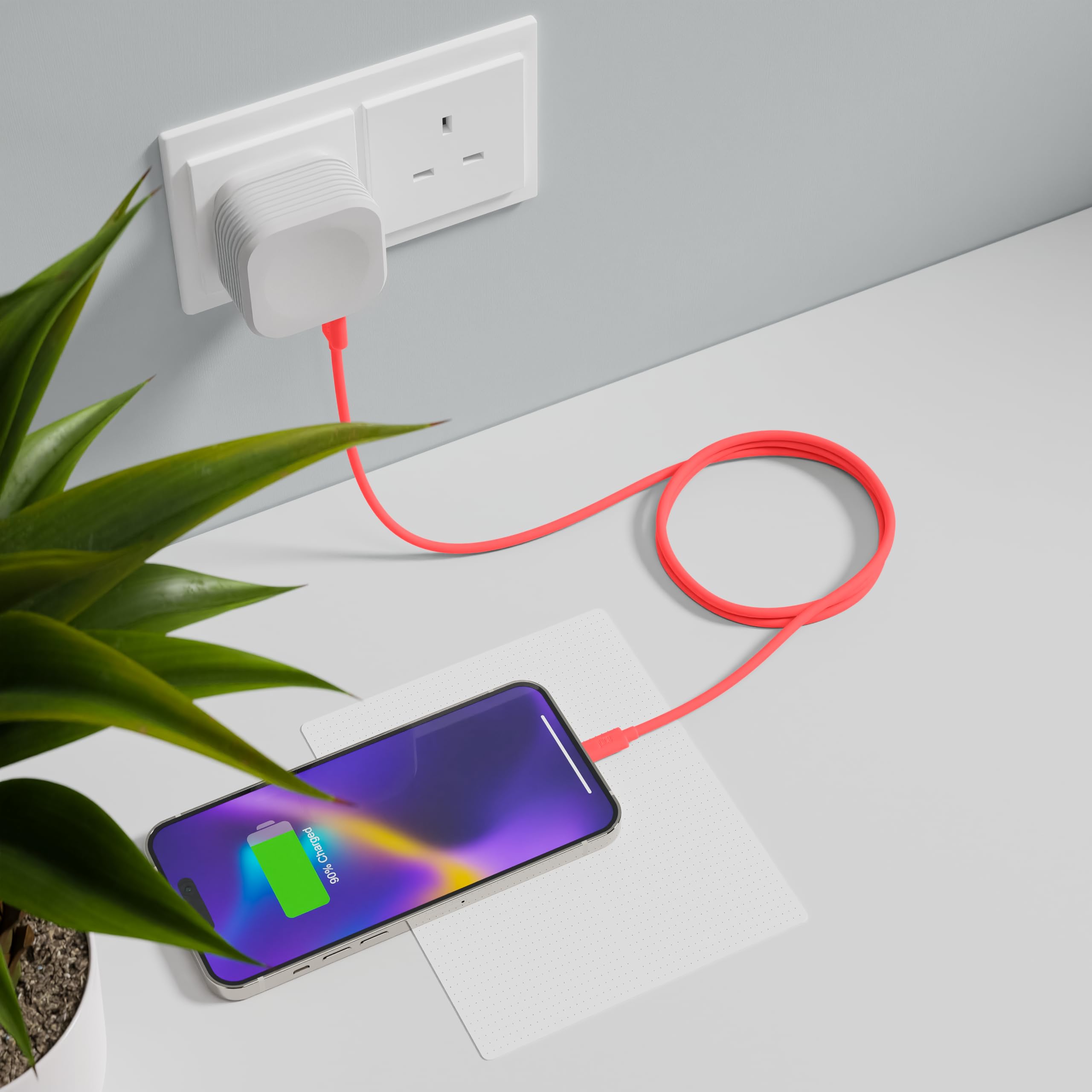 Juice XL 2m Apple Lightning Cable - MFI Certified USB to Lightning Charger for iPhone & iPad | Fast Charging, Durable & Long Cable (Coral) | Perfect for Home, Office & Travel Use