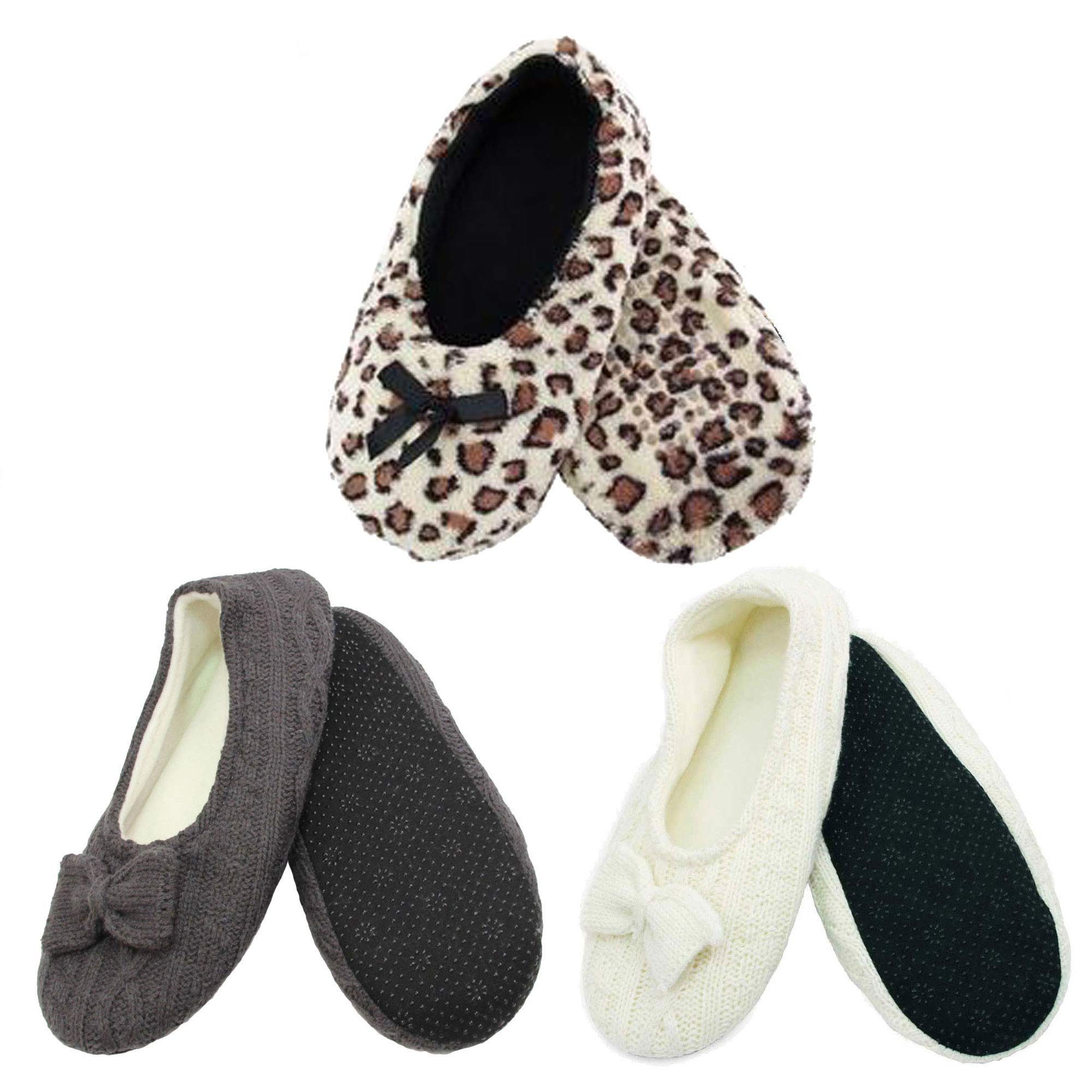 BambooMN Soft Warm Cozy Fuzzy Slippers for Adults - Medium/Large Size, Non-Slip Indoor Home & Travel Socks - Perfect for Relaxing at Home, Lounging, and Cold Weather Comfort