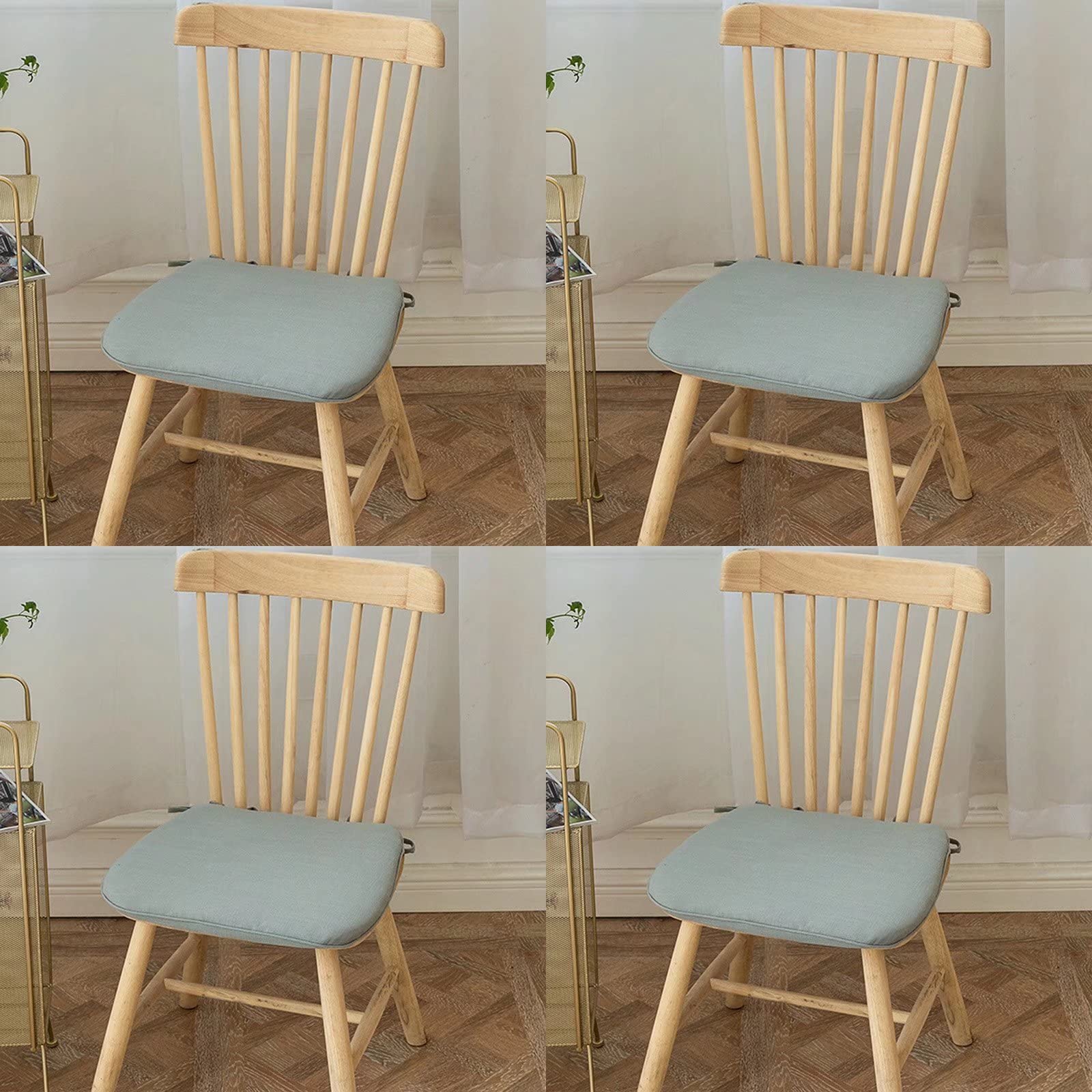 Farmhouse Lace Up Dining Chair Cushions Set of 4 - Non Slip, Washable Kitchen Chair Seat Covers in Gray - Perfect for Farmhouse, Rustic & Modern Dining Rooms