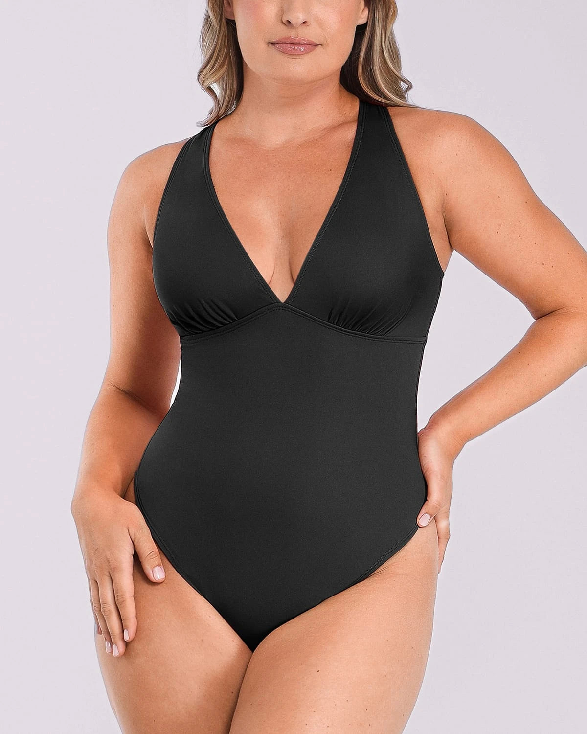 AirSlim® Deep V Neck Cross Back Shaping Bodysuit - Slimming Shapewear for Women | Perfect for Dresses, Tops & Everyday Wear