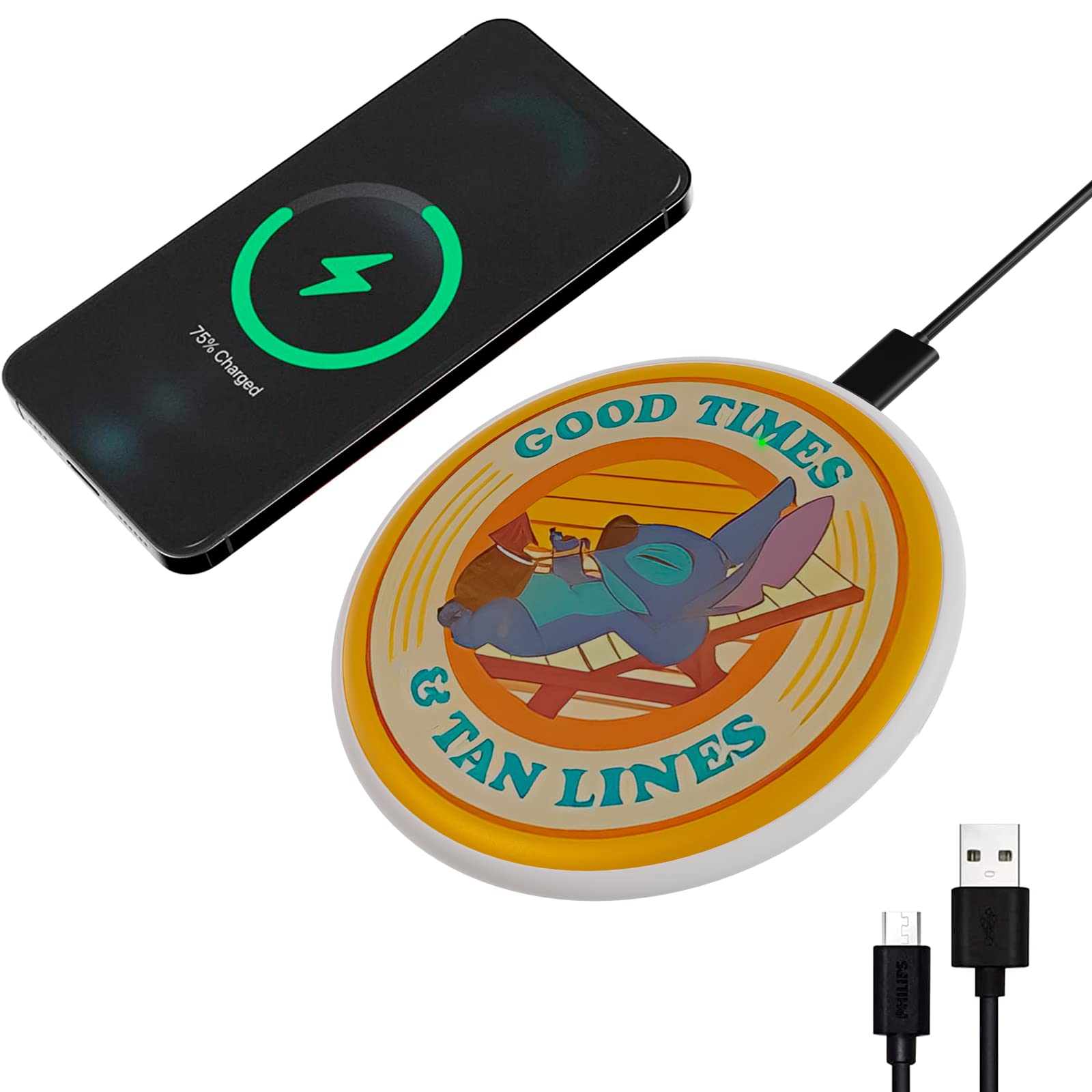 Disney Lilo and Stitch Wireless Charging Pad - Cute Stitch-Themed Qi Charger for iPhone, Samsung & All Qi-Enabled Phones - Perfect Gift for Disney Fans & Anime Lovers - Use at Home, Office or Travel