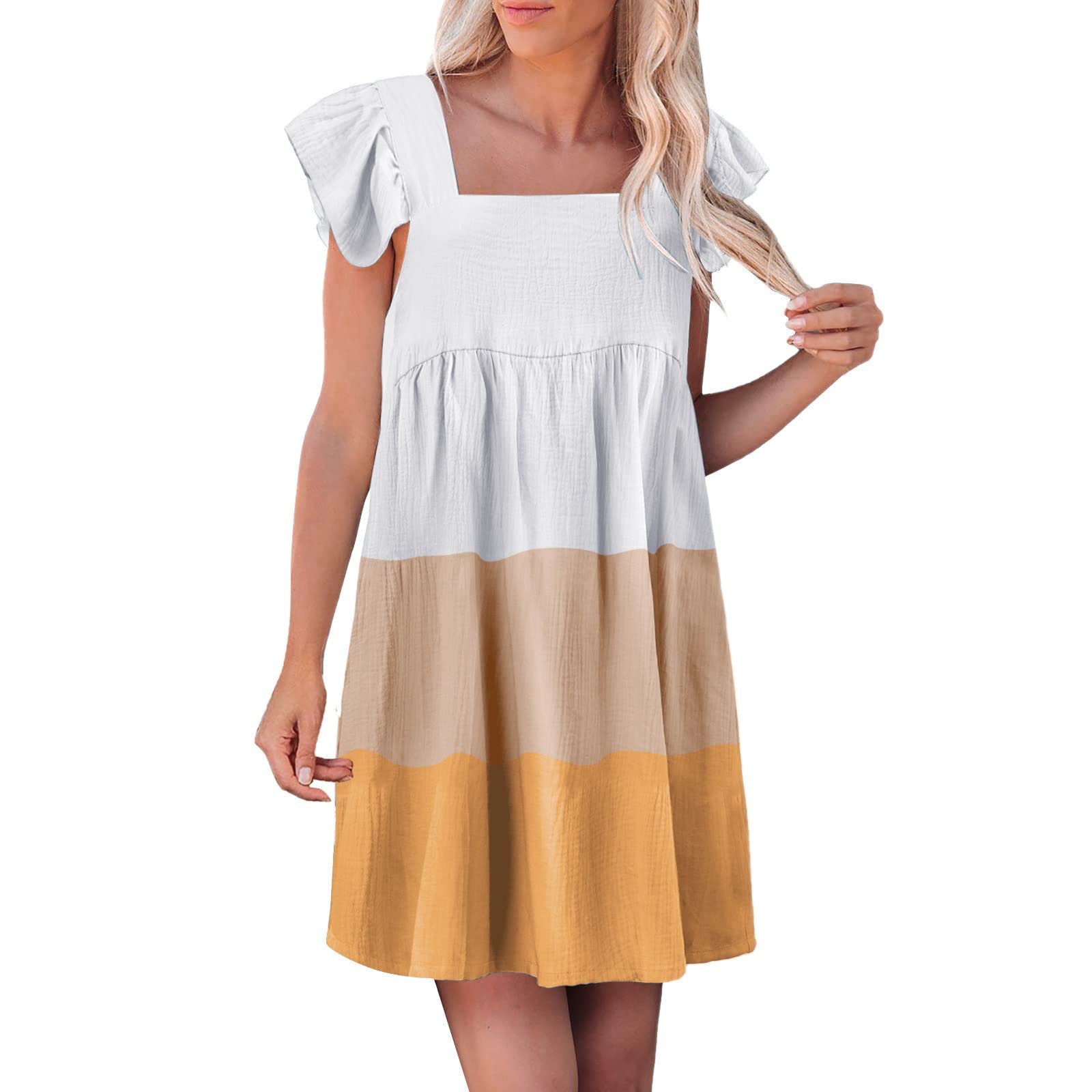 Elegant Women's Summer Dress with Collar & Pocket - Sleeveless Puffles Red Dress for Casual Outings, Beach Vacations & Date Nights