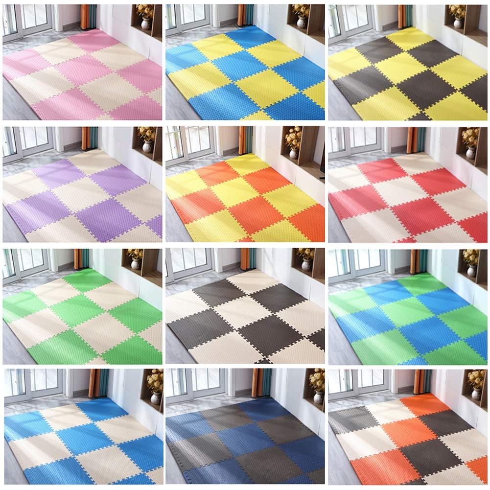Non-Toxic EVA Foam Interlocking Play Mats for Kids - 60x60x1.2cm Thick Puzzle Floor Tiles with Borders, Soft Gym & Exercise Mats (6-Piece Set, Pink) - Perfect for Playrooms, Daycares & Home Fitness Areas