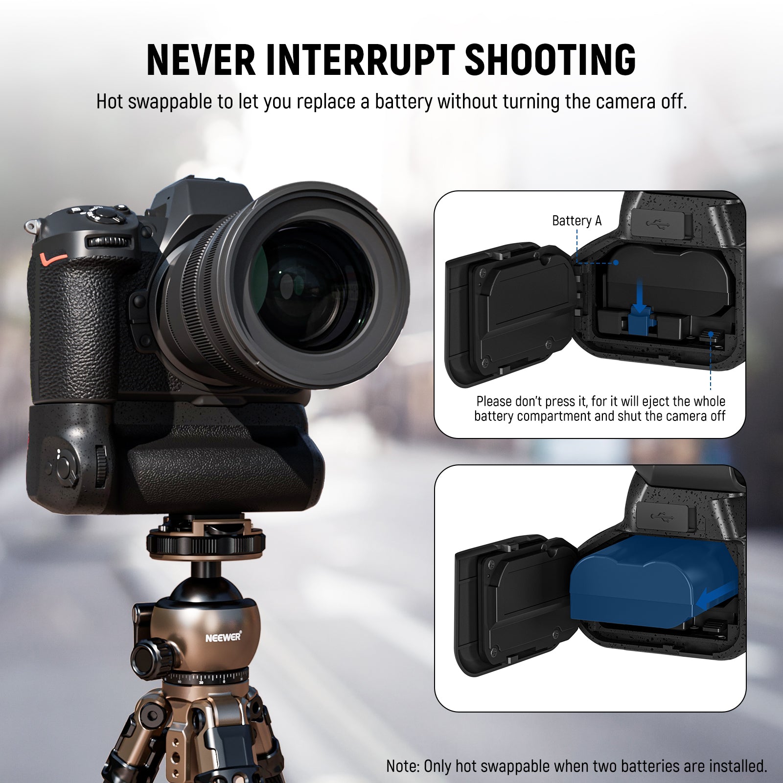 NEEWER MB N12 Vertical Battery Grip for Nikon Z8 Camera - Extra Power & Comfort for Wedding, Sports & Wildlife Photography