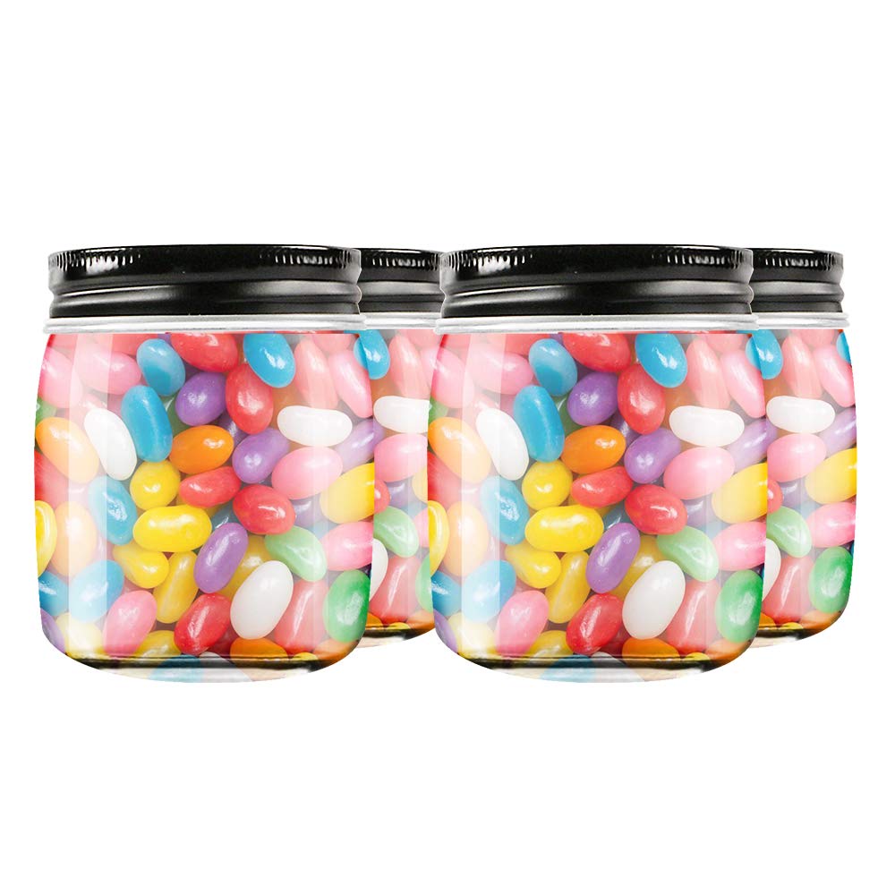 Novelinks 8oz Clear Plastic Jars with Black Lids - 16 Pack BPA-Free Refillable Round Containers for Kitchen Pantry Organization, Bathroom Storage, Craft Supplies & DIY Projects