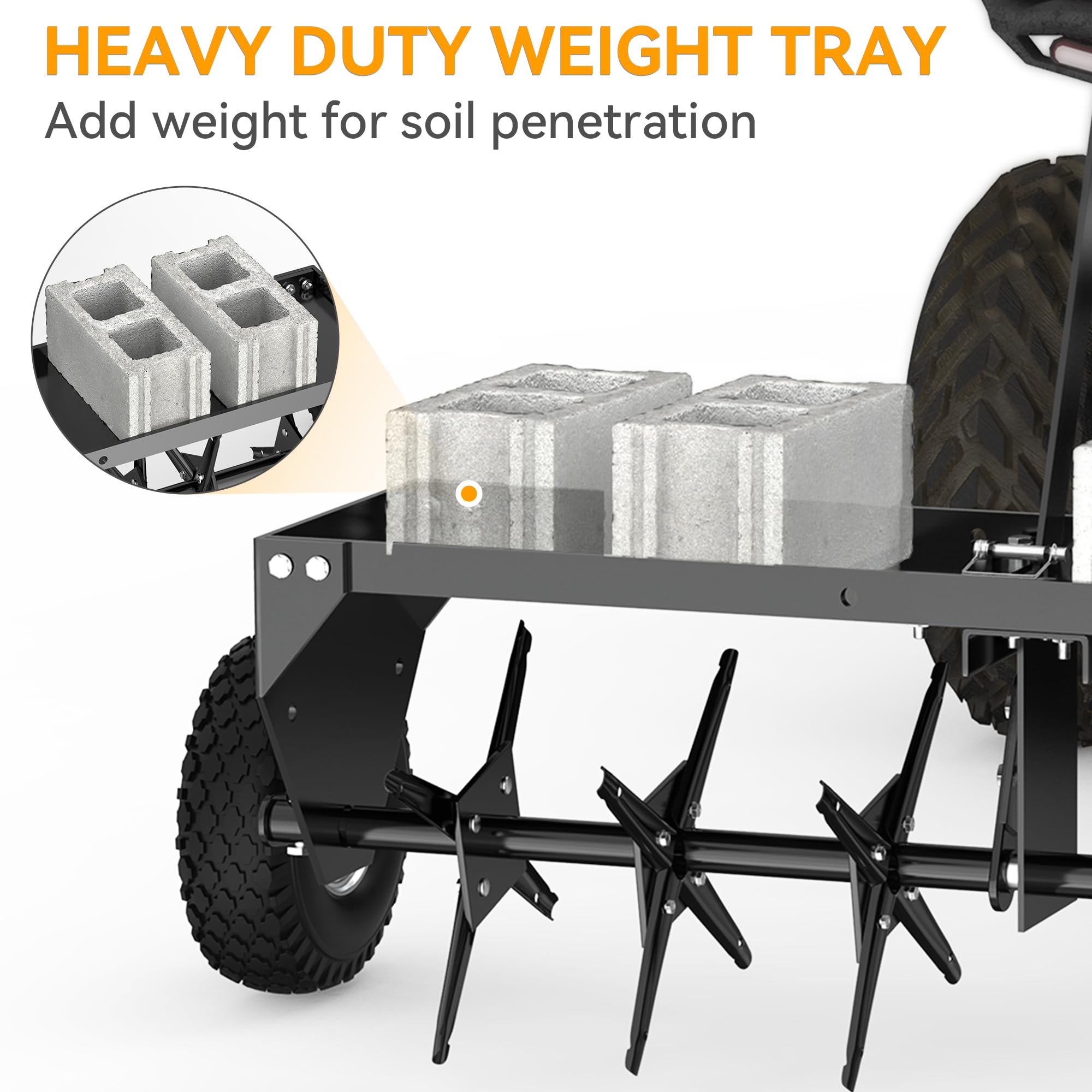YINTATECH 40 Inch Heavy Duty Lawn Aerator with Universal Hitch - Plug Aerator for Healthy Grass - Perfect for Golf Courses, Sports Fields & Home Lawns