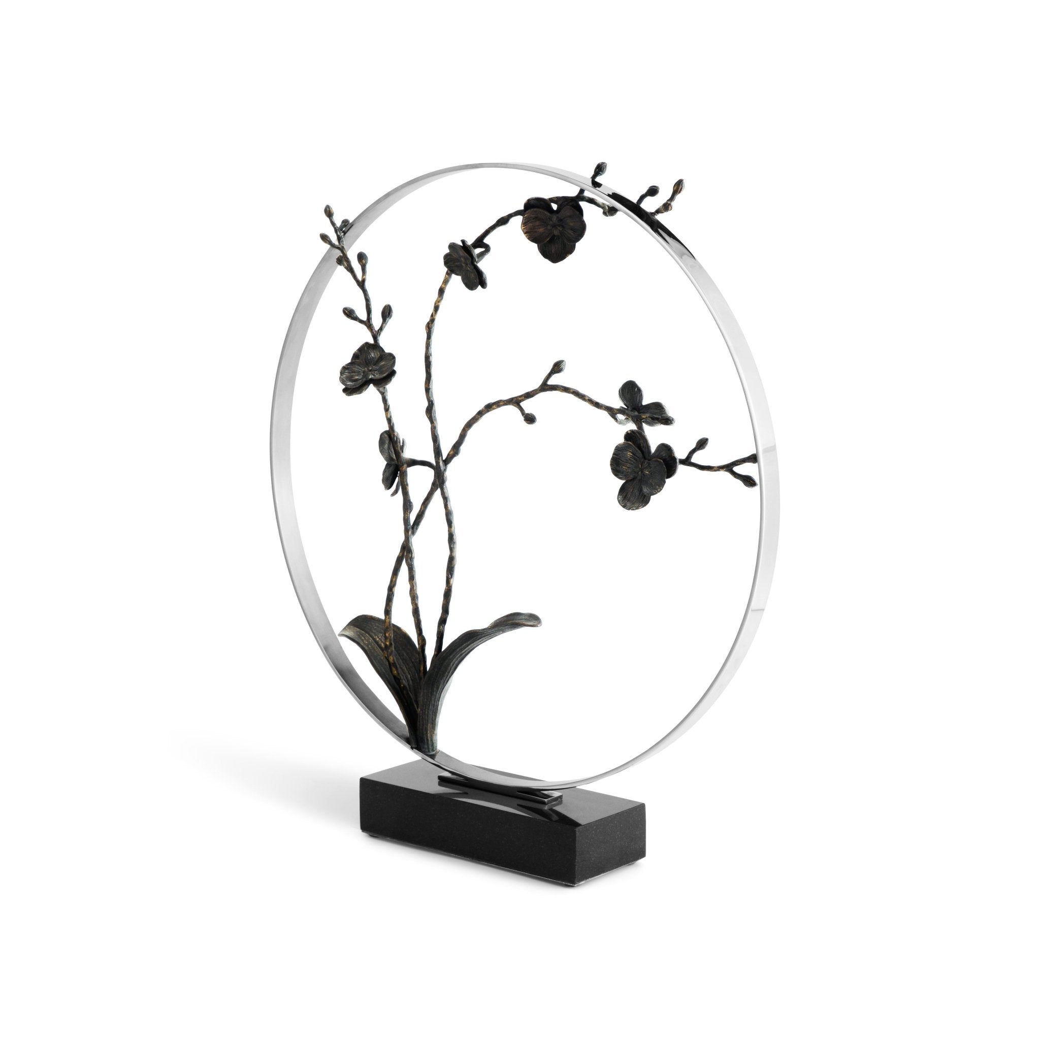 Black Orchid 22 Moon Gate Sculpture - Elegant Asian-Inspired Garden Decor for Outdoor Zen Spaces & Home Entranceways