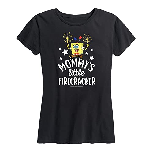Spongebob Squarepants Women's Short Sleeve Graphic T-Shirt - Mommy's Little Firecracker - Soft Cotton Casual Tee for Women - Perfect for Everyday Wear, Gifts & Fan Merchandise
