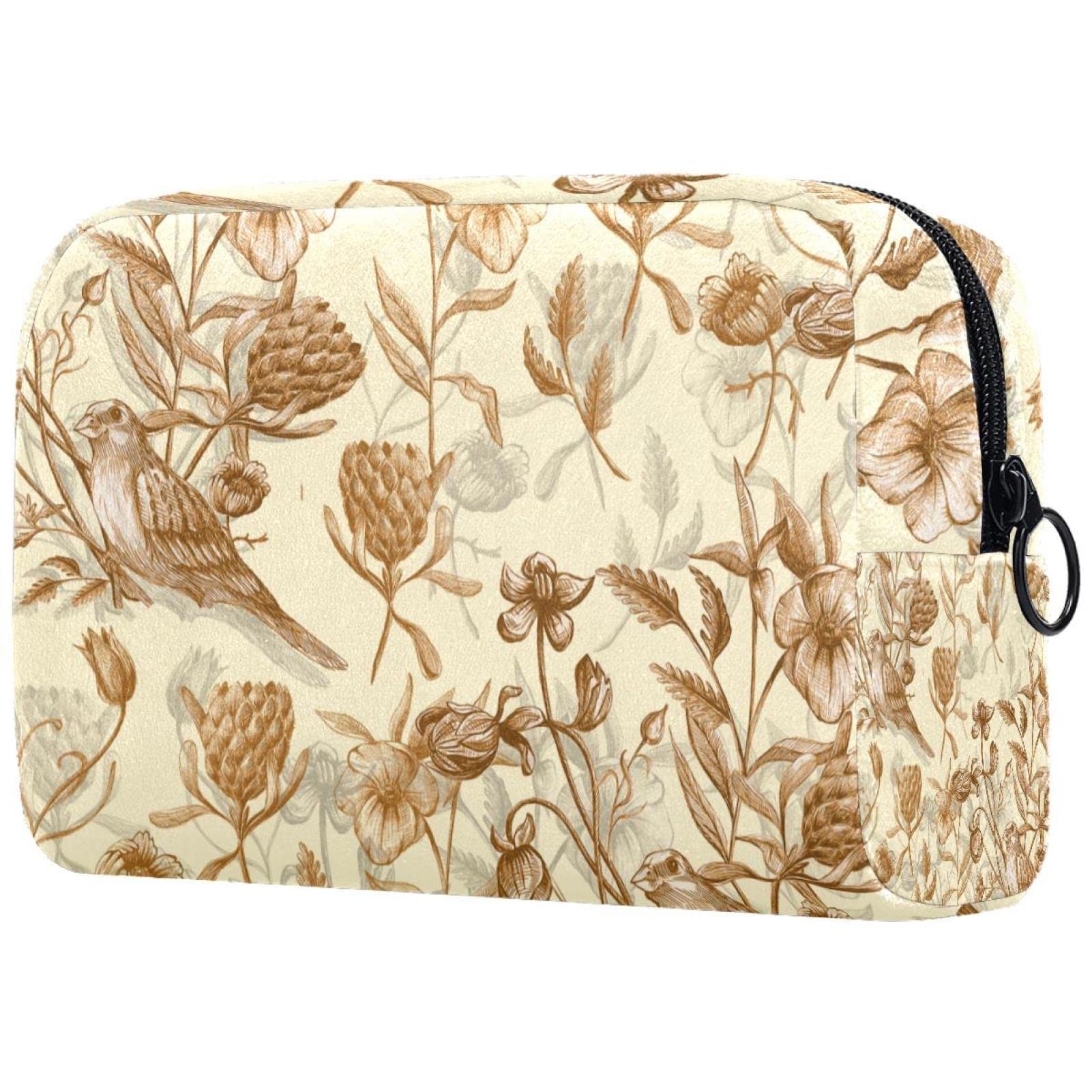 Large Bird Print Makeup Bag for Women - Waterproof Travel Cosmetic Organizer with Zipper Pouch | Perfect for Travel, Gym & Daily Essentials Storage