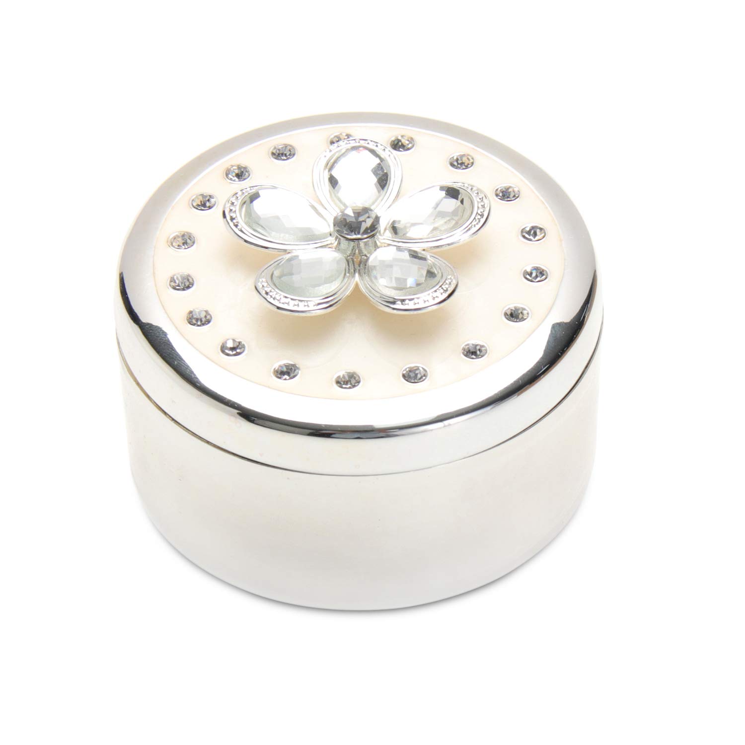 LASODY Floral Jewelry Storage Box - Elegant Organizer for Rings, Earrings, Necklaces - Silver Plated Treasure Chest with Acrylic Beads - Perfect Jewelry Gift Box for Women & Girls | Great for Travel, Home Decor, and Special Occasion Gifts