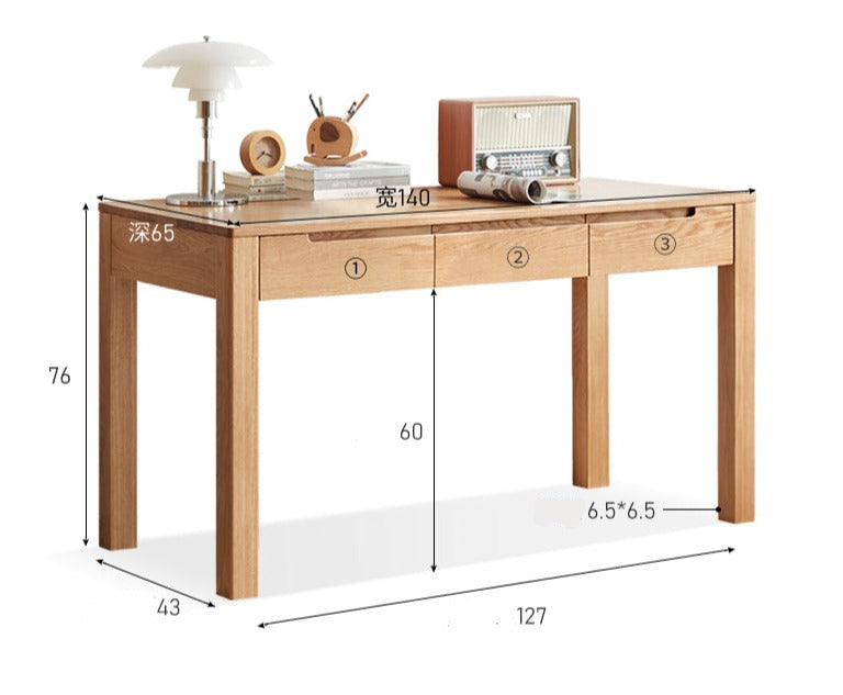Premium Solid Wood Office Desk - Oak & Beech - Modern Home Office Furniture for Remote Work & Study
